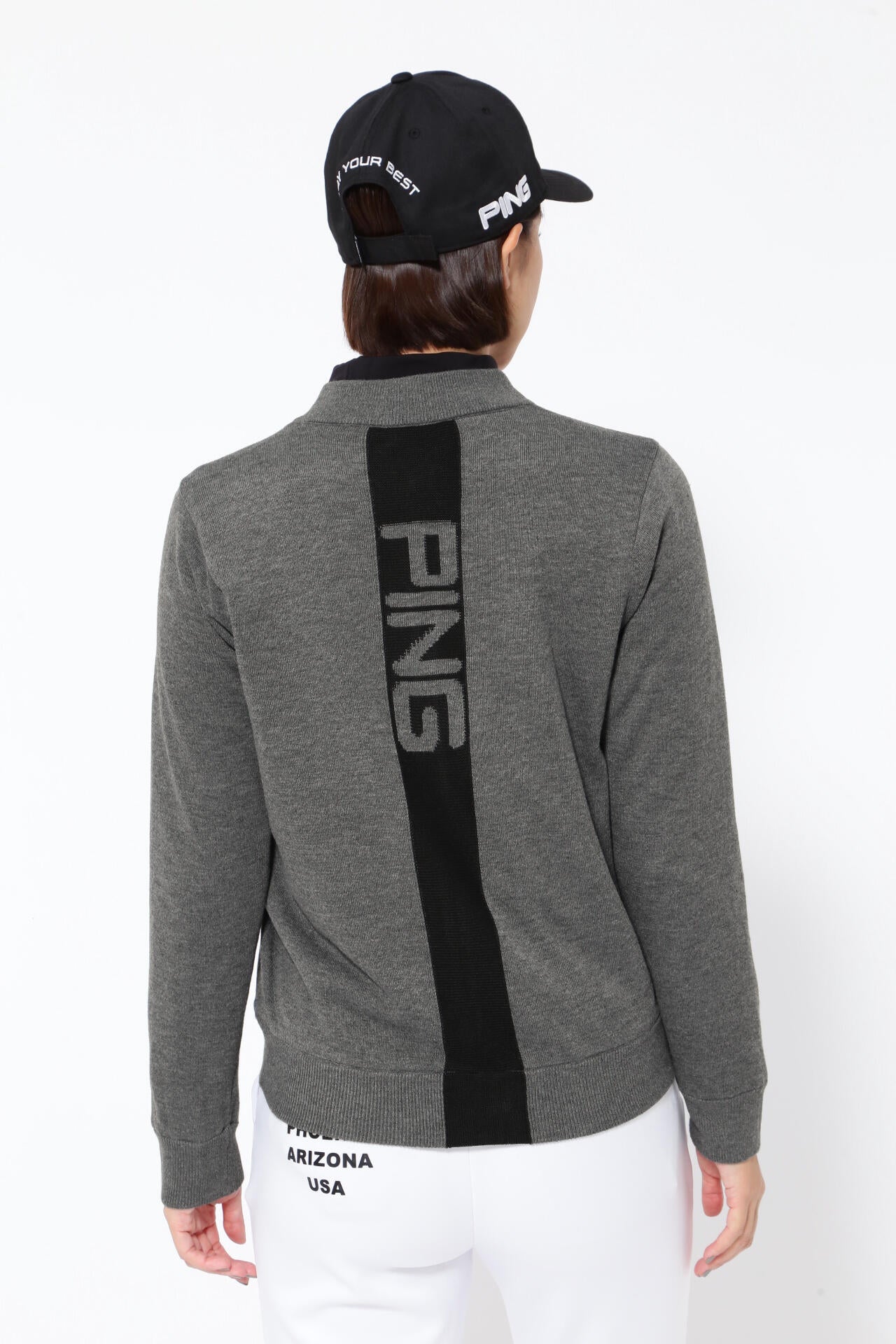 【新品／タグつき】PING　フルジップニットブルゾン　グレー　Ｌ PING APPAREL】フルジップニット リバーシブルブルゾン ＜PERFORMANCE