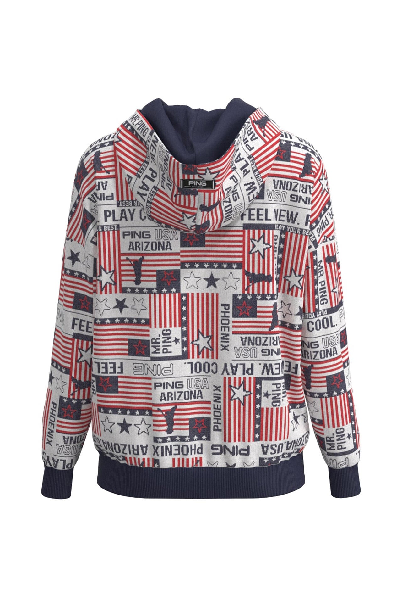 【PING APPAREL】Starry三色旗柄ジャガードニットフーディプルオーバー ＜NATIVE＞ (LADIES)