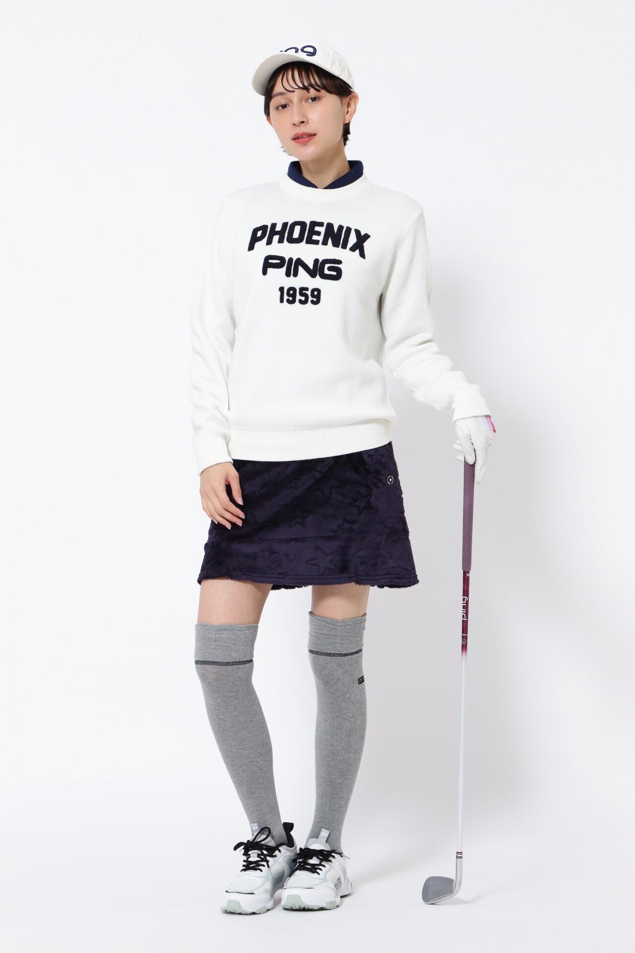 PING APPAREL】サガラ刺繍 クルーネックニットプルオーバー ＜NATIVE