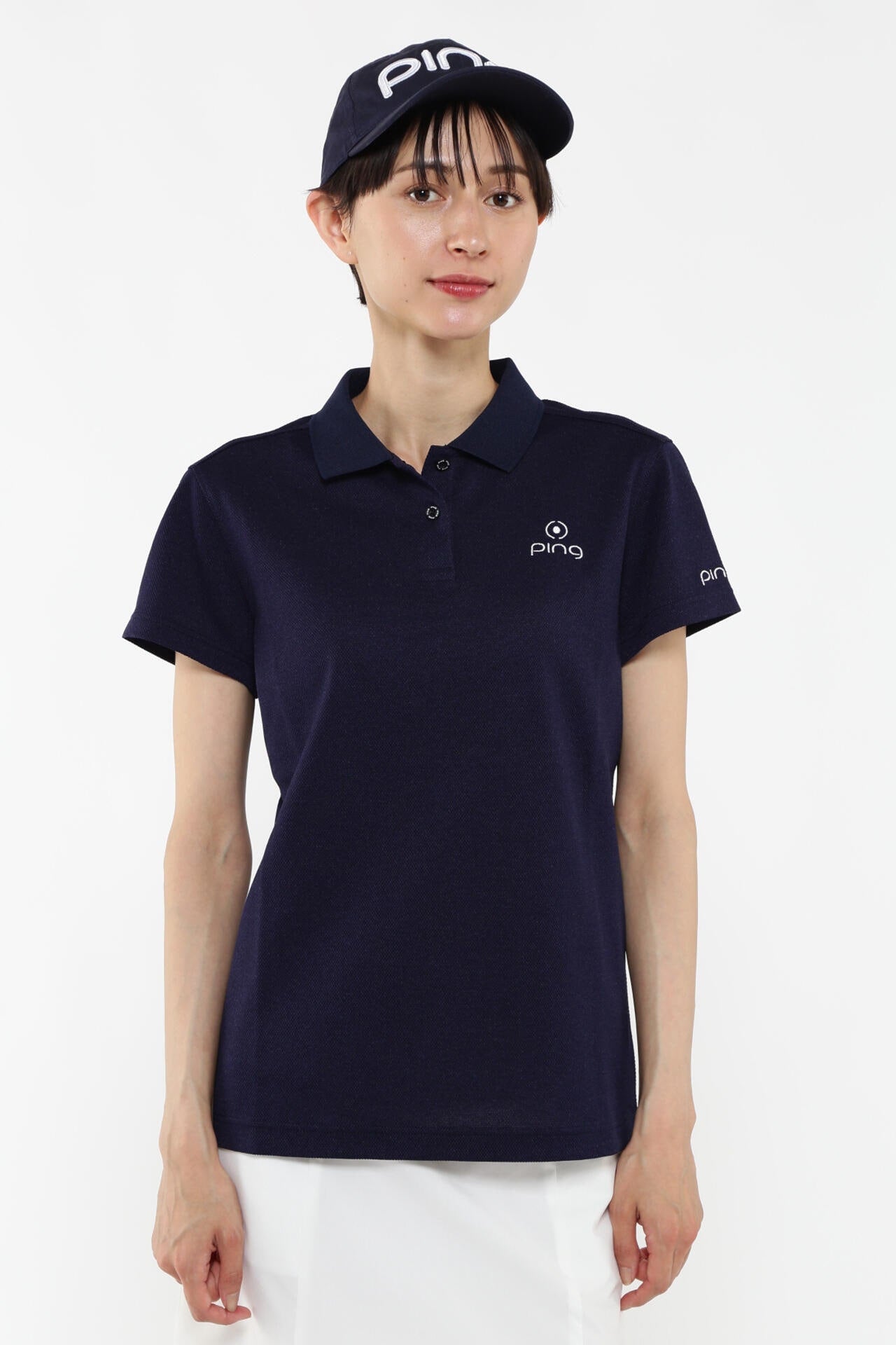 【PING APPAREL】オニカノコストレッチジャカード半袖ポロシャツ ＜PRODUCT ADDITION＞ (LADIES)