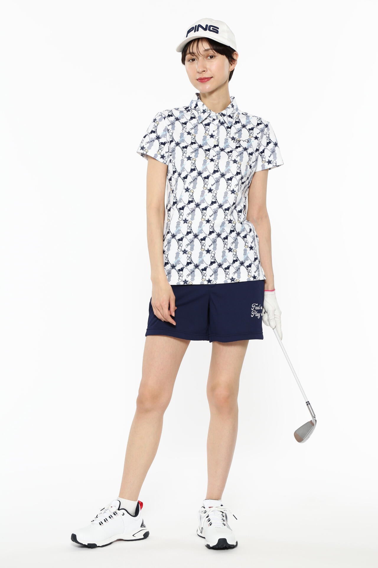 【PING APPAREL】Mr.PING総柄プリント半袖ポロシャツ ＜NATIVE＞ (LADIES)
