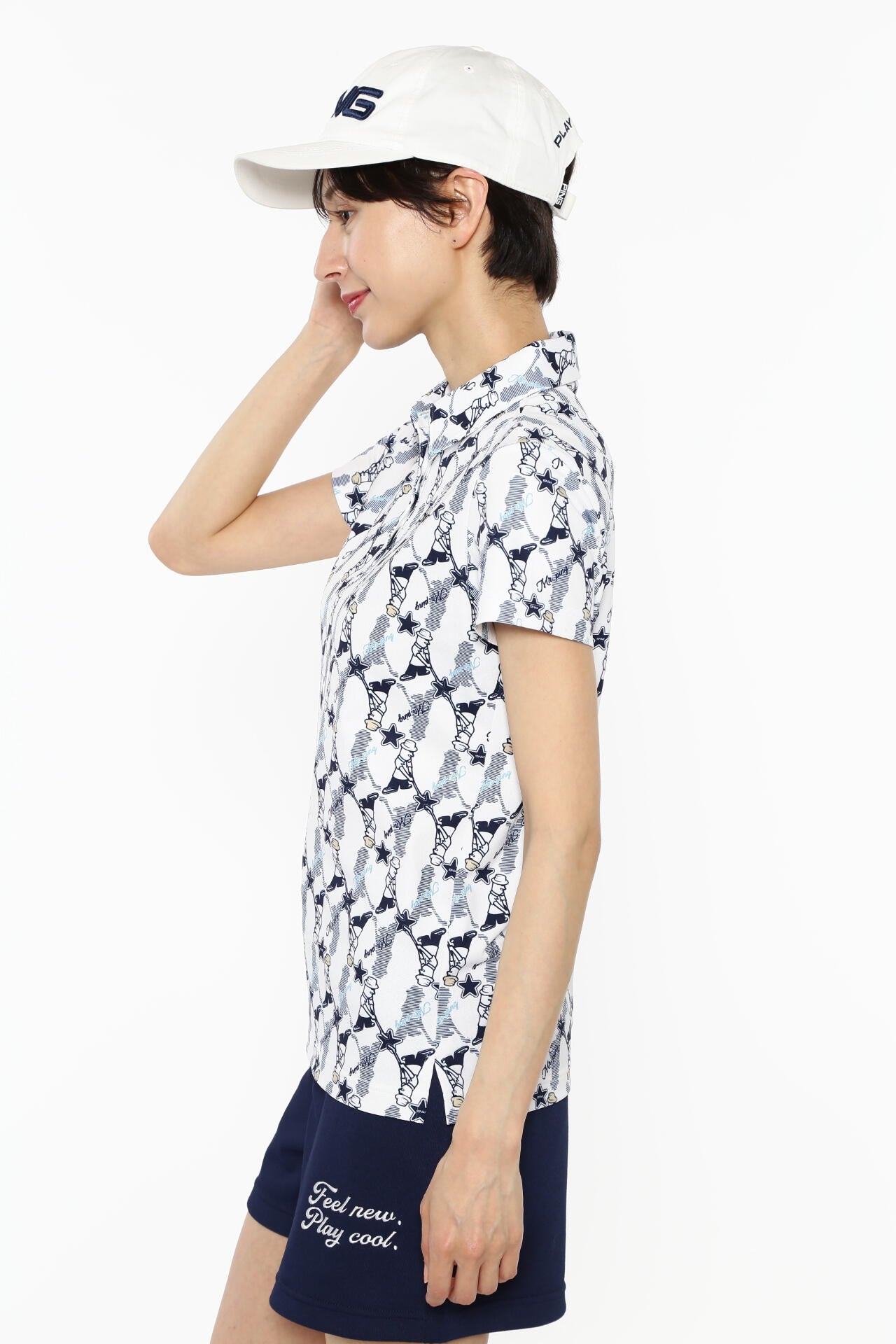 【PING APPAREL】Mr.PING総柄プリント半袖ポロシャツ ＜NATIVE＞ (LADIES)