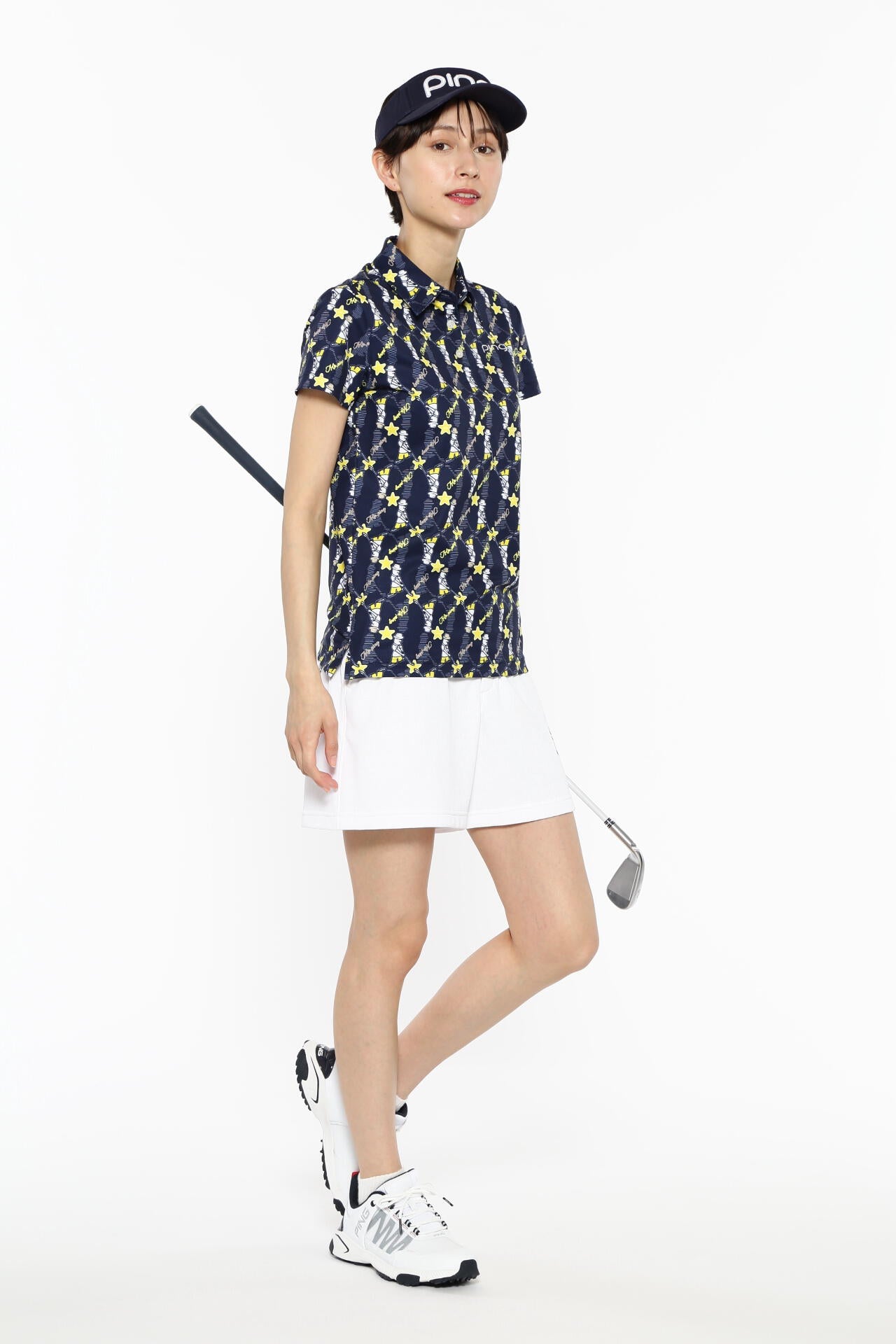【PING APPAREL】Mr.PING総柄プリント半袖ポロシャツ ＜NATIVE＞ (LADIES)