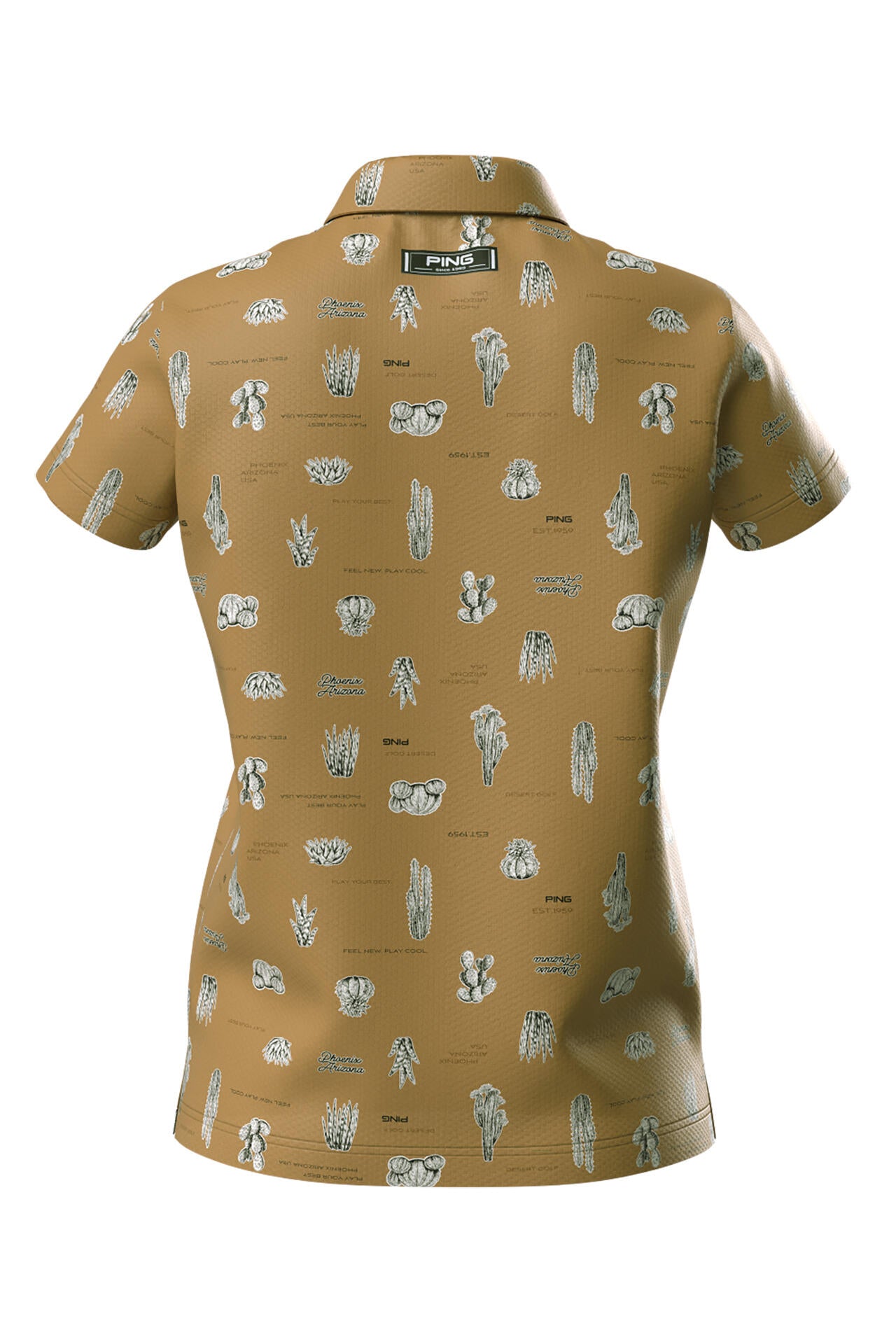 【PING APPAREL】サボテン柄 クイックドライ半袖ポロシャツ ＜NATIVE＞ (LADIES)