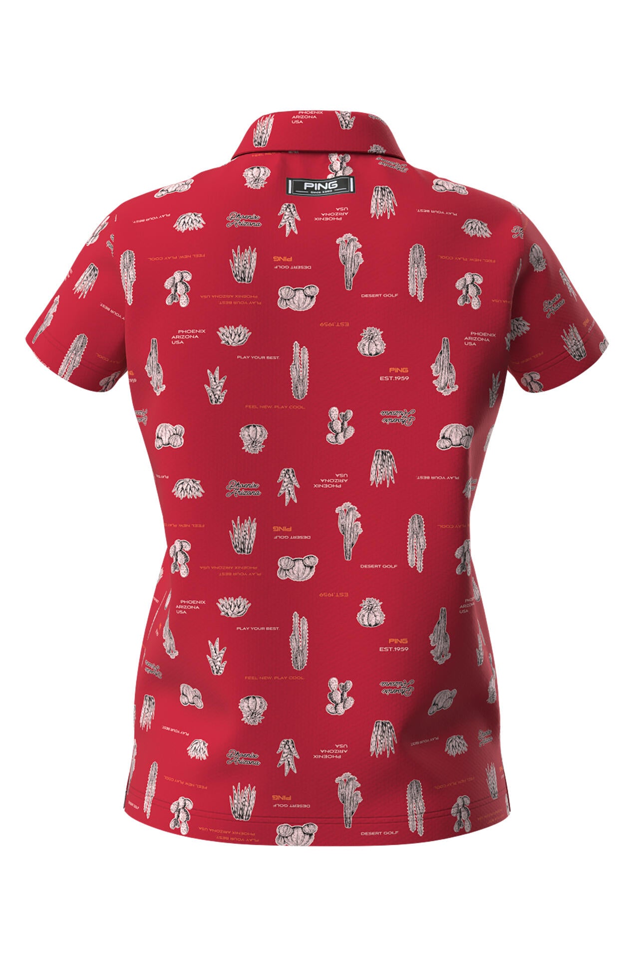 【PING APPAREL】サボテン柄 クイックドライ半袖ポロシャツ ＜NATIVE＞ (LADIES)