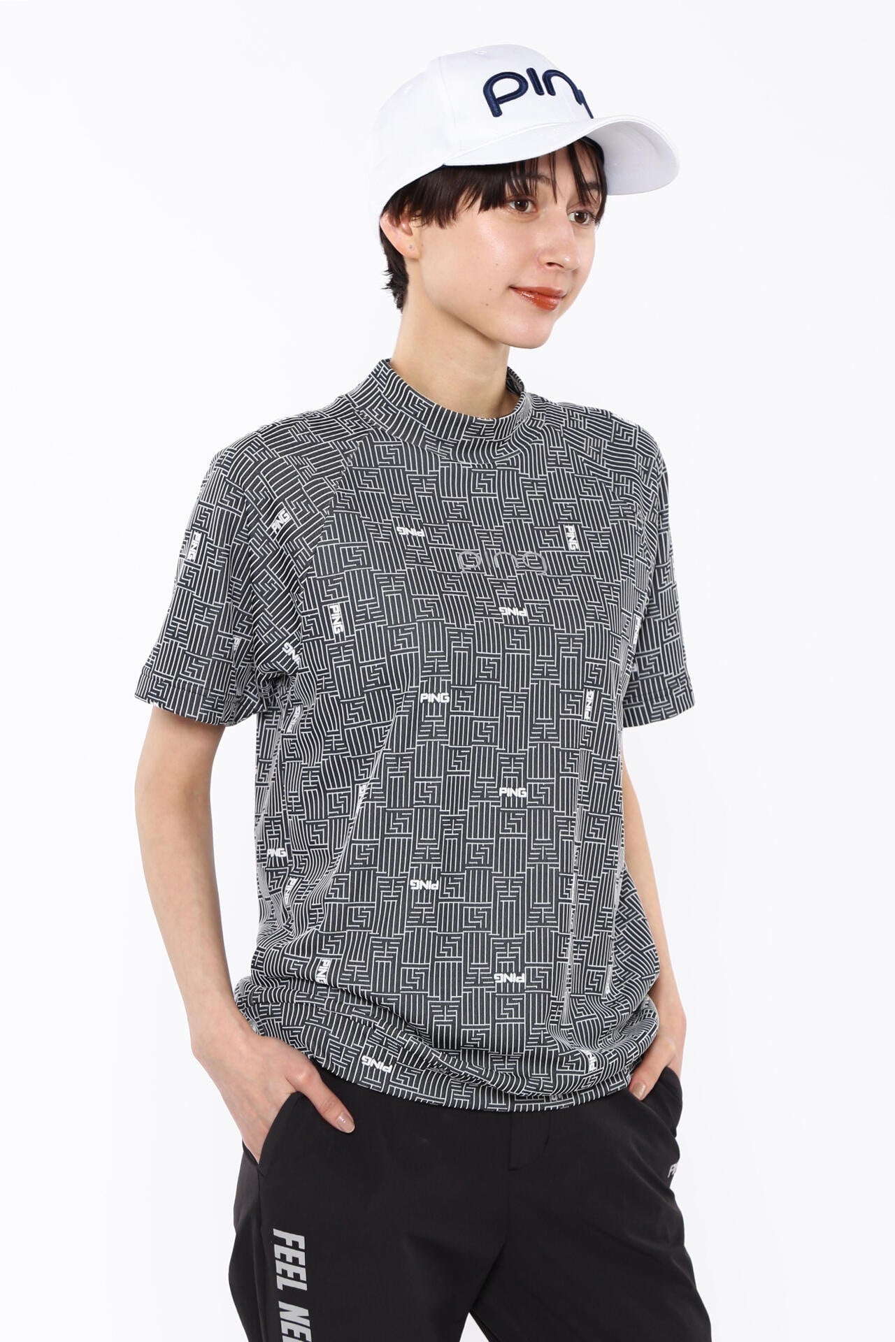 【PING APPAREL】AZモノグラムジャカードハイネックカットソー ＜PERFORMANCE＞ (LADIES)