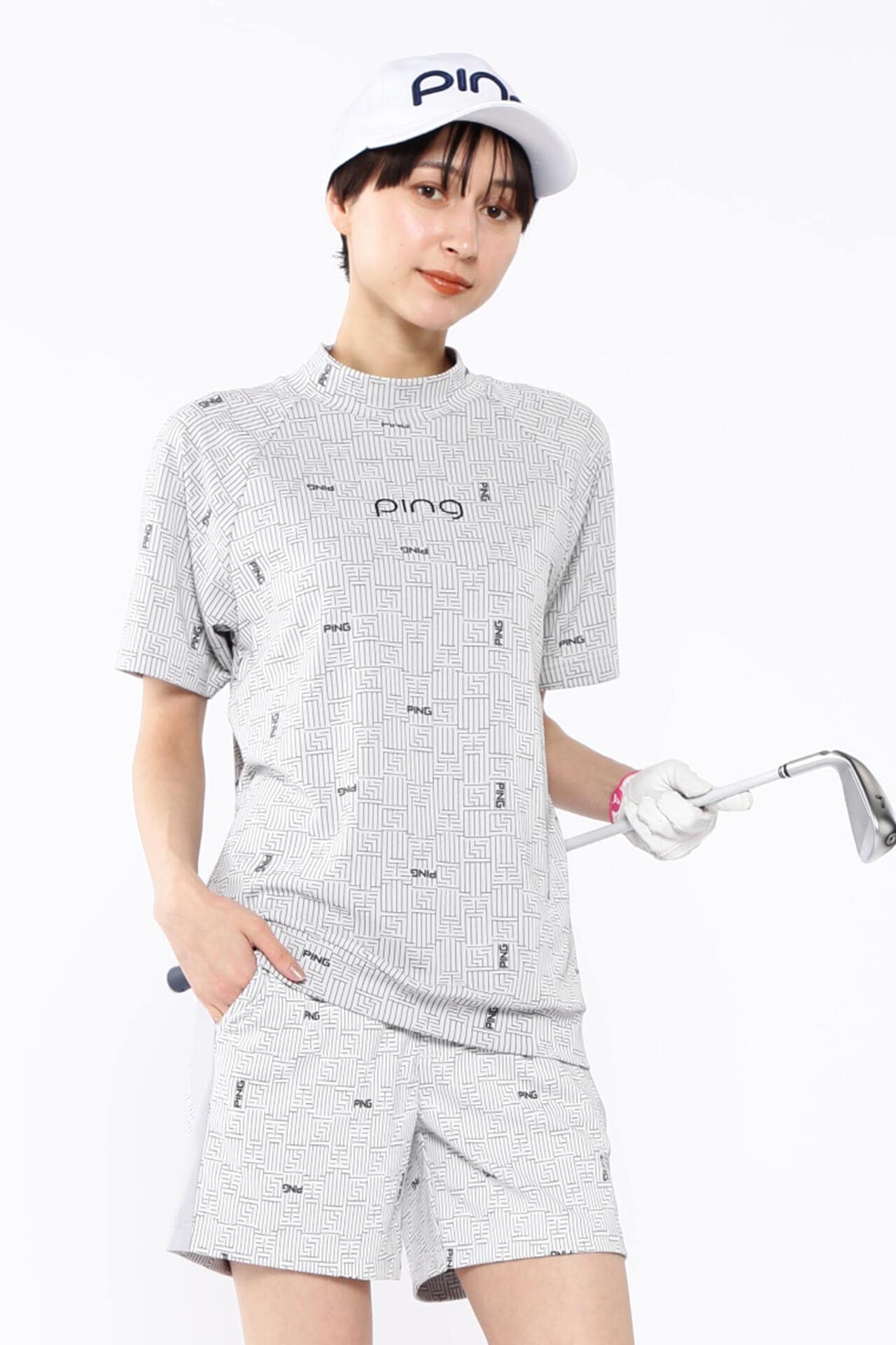 【PING APPAREL】AZモノグラムジャカードハイネックカットソー ＜PERFORMANCE＞ (LADIES)