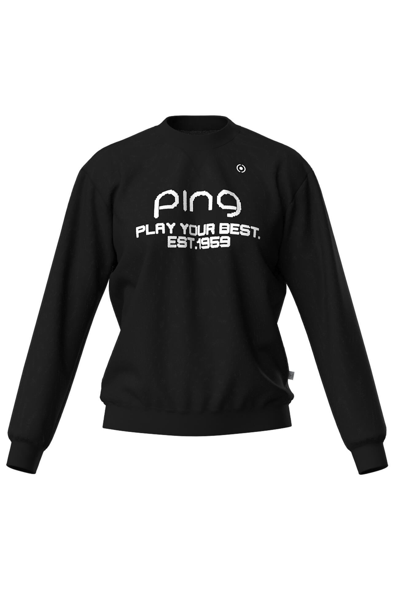 PING ロゴセーター ブラック/ホワイト PING APPAREL】PINGロゴジャガード クルーネックニットプルオーバー