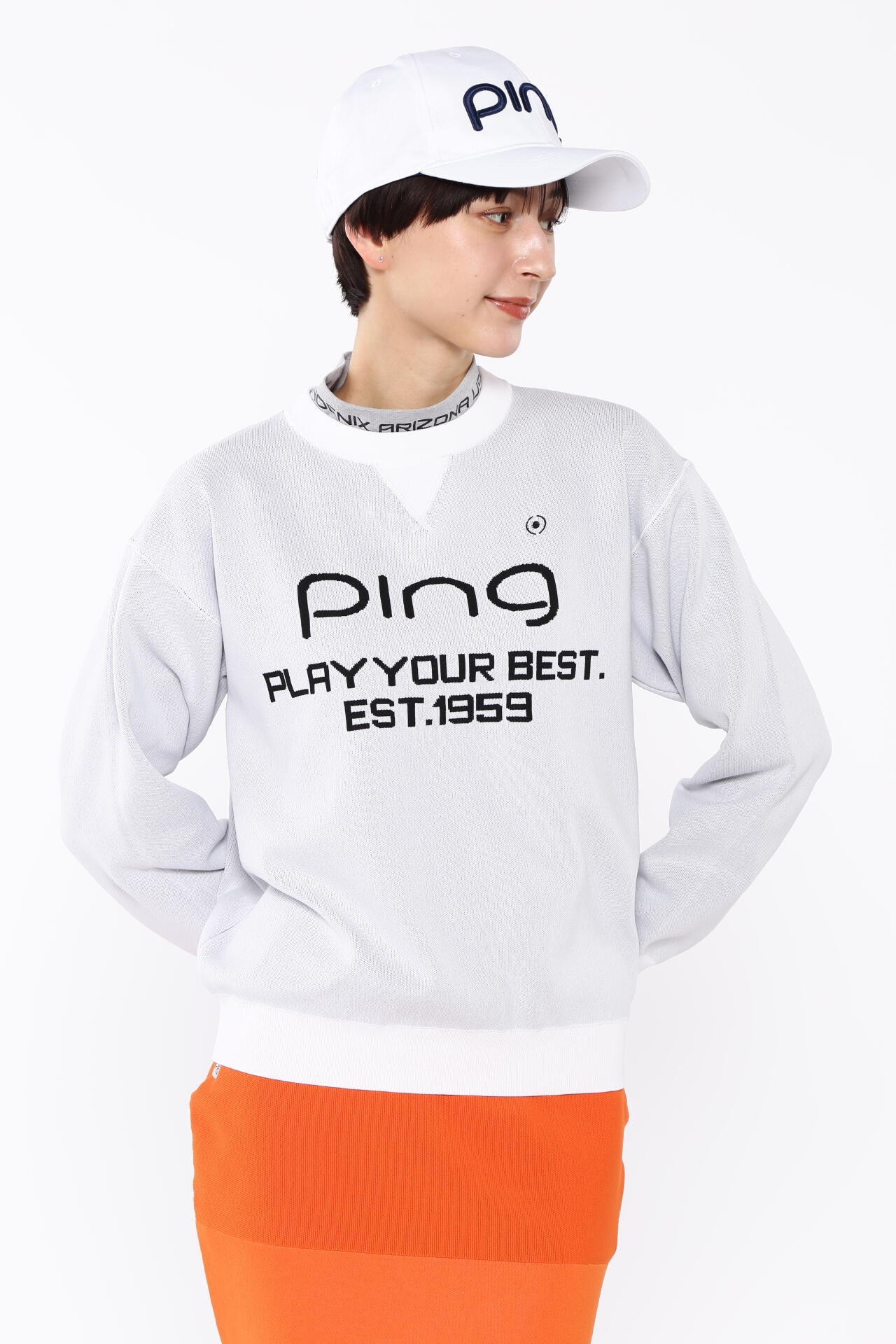 PING APPAREL】PINGロゴジャガード クルーネックニットプルオーバー