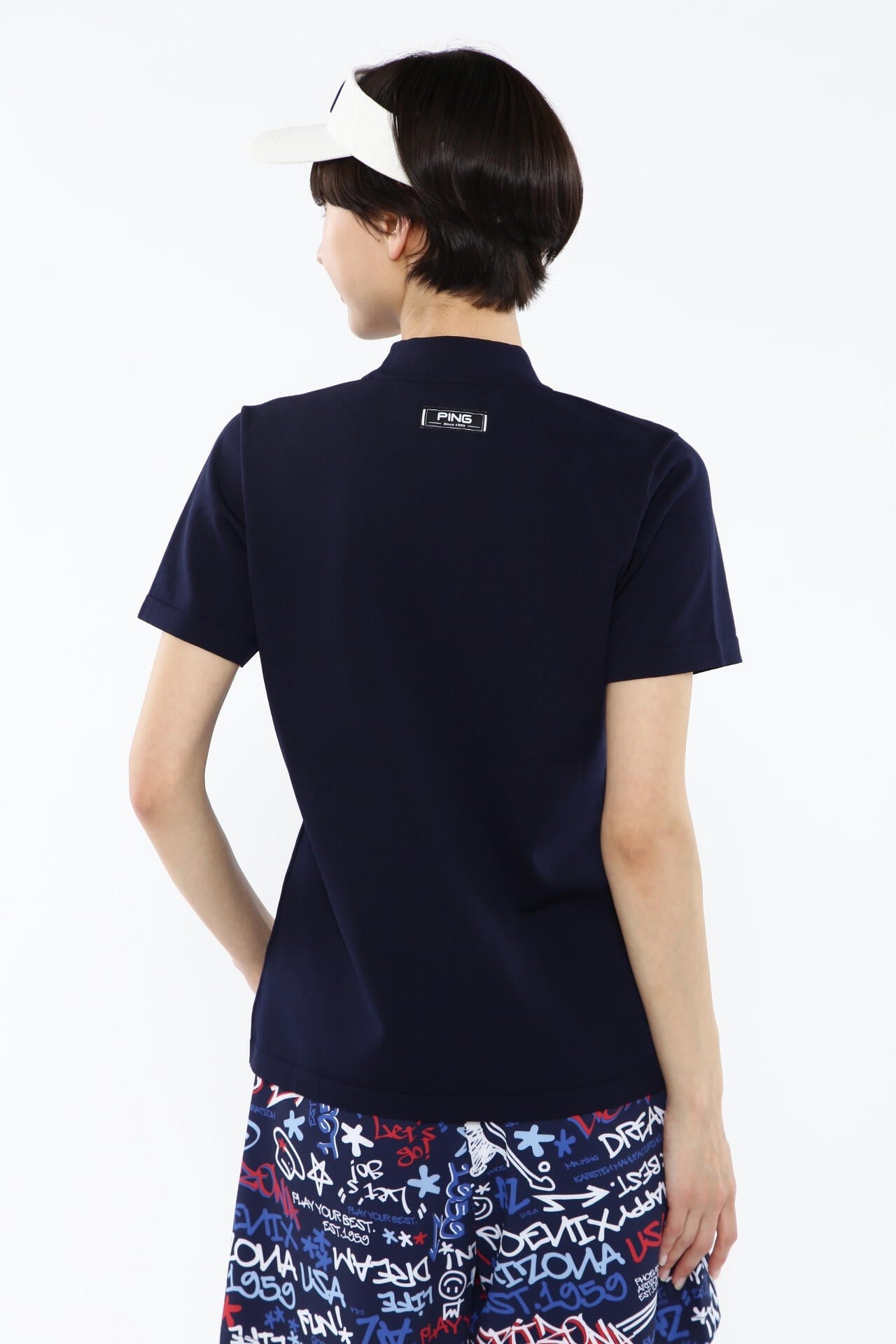 新品タグ付き✨PING ノースリーブシャツ &スカート　セットアップ M 紺 紺無地調タックフレアスカート セットアップ着用可【AOKI公式通販】