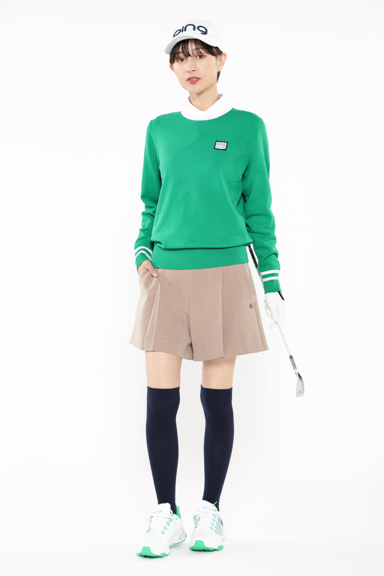【PING APPAREL】ヘリンボーン全方向ストレッチストレッチ総裏仕立てショートパンツ ＜NATIVE＞ (LADIES)