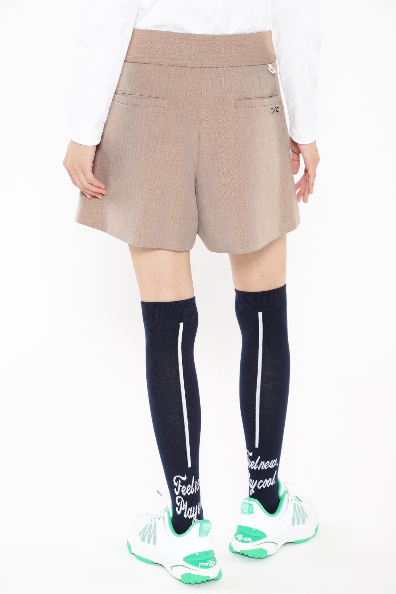 【PING APPAREL】ヘリンボーン全方向ストレッチストレッチ総裏仕立てショートパンツ ＜NATIVE＞ (LADIES)
