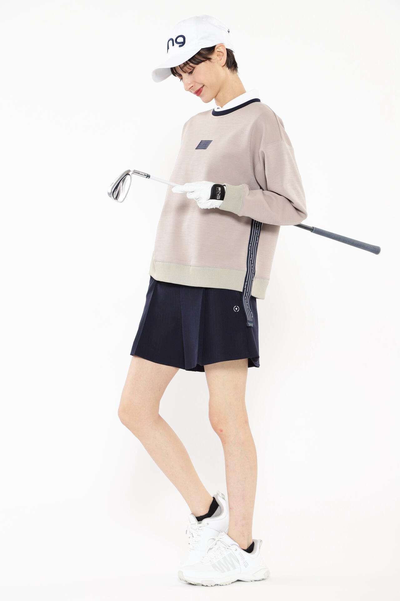 【PING APPAREL】ヘリンボーン全方向ストレッチストレッチ総裏仕立てショートパンツ ＜NATIVE＞ (LADIES)