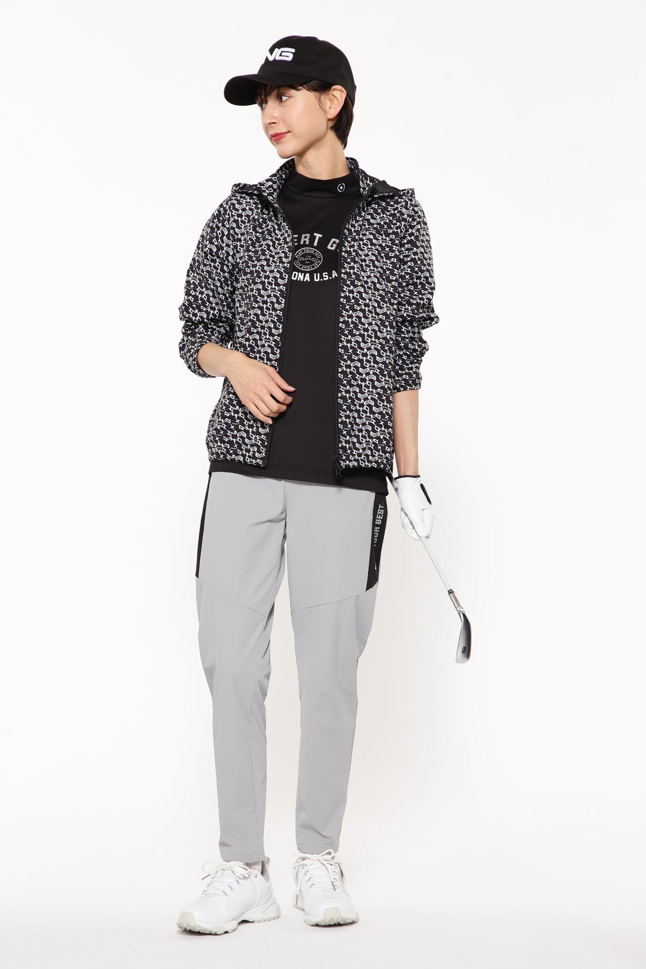 【PING APPAREL】メッシュボーダージャガード半袖ハイネックカットソー ＜LADIES LINE＞ (LADIES)