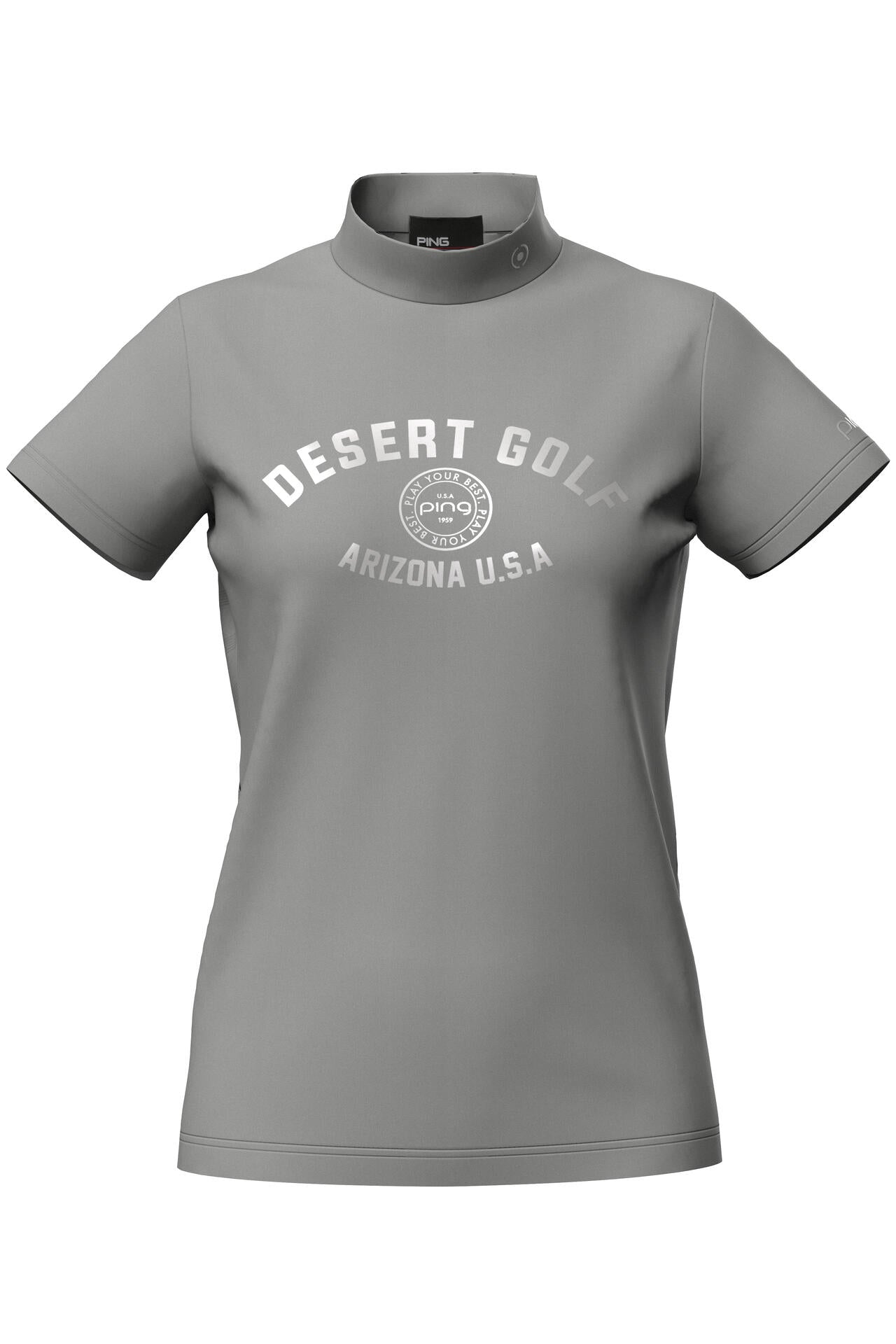 【PING APPAREL】メッシュボーダージャガード半袖ハイネックカットソー ＜LADIES LINE＞ (LADIES)