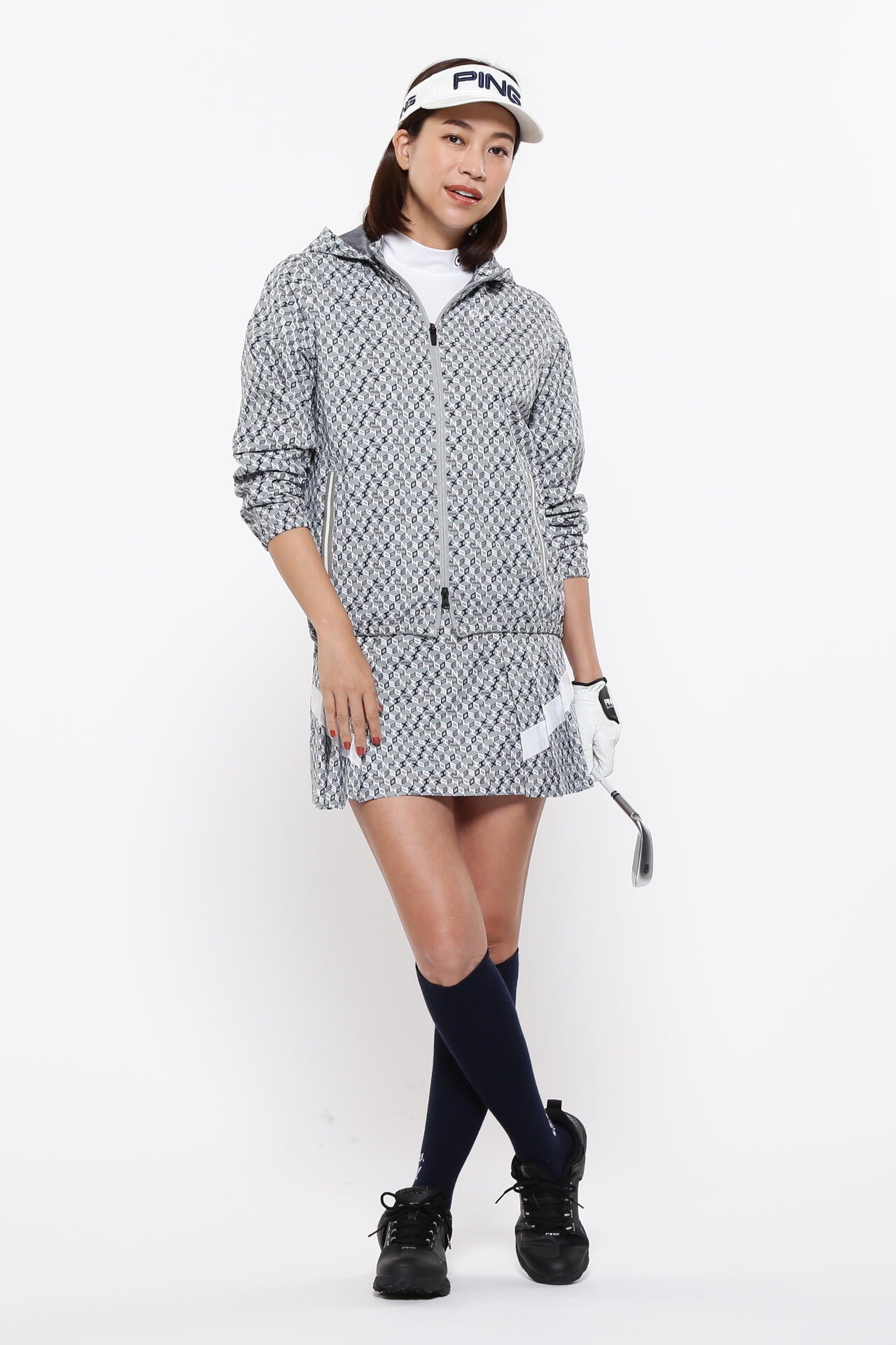 【PING APPAREL】メッシュボーダージャガード半袖ハイネックカットソー ＜LADIES LINE＞ (LADIES)