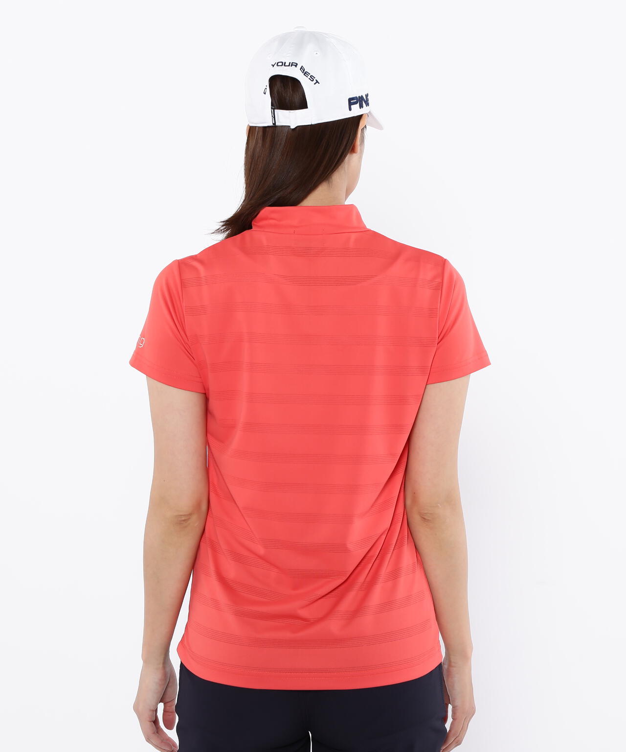 【PING APPAREL】メッシュボーダージャガード半袖ハイネックカットソー ＜LADIES LINE＞ (LADIES)