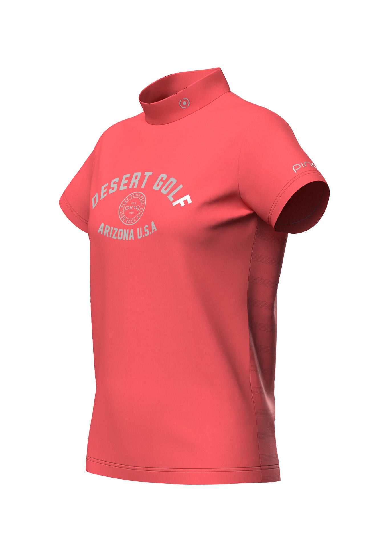 【PING APPAREL】メッシュボーダージャガード半袖ハイネックカットソー ＜LADIES LINE＞ (LADIES)