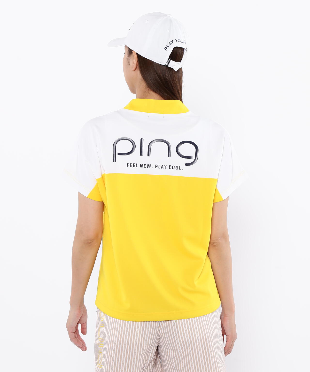 【PING APPAREL】配色半袖ハイネックシャツ ＜LADIES LINE＞＜NATIVE＞ (LADIES)
