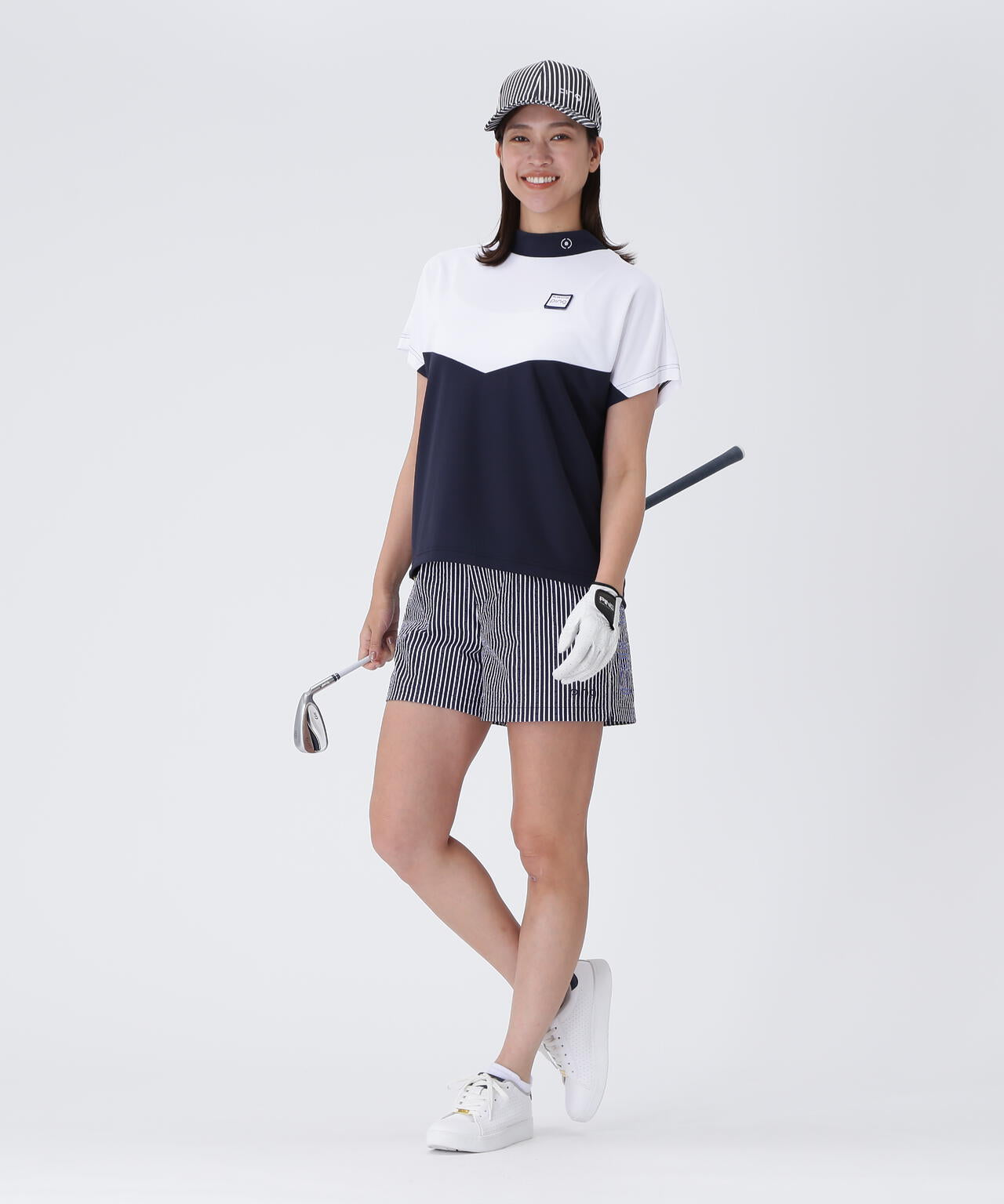 【PING APPAREL】配色半袖ハイネックシャツ ＜LADIES LINE＞＜NATIVE＞ (LADIES)