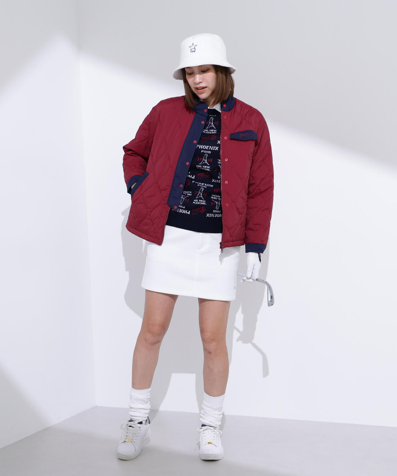 PING APPAREL】ストレッチタフタキルティングブルゾン ＜LADIES LINE