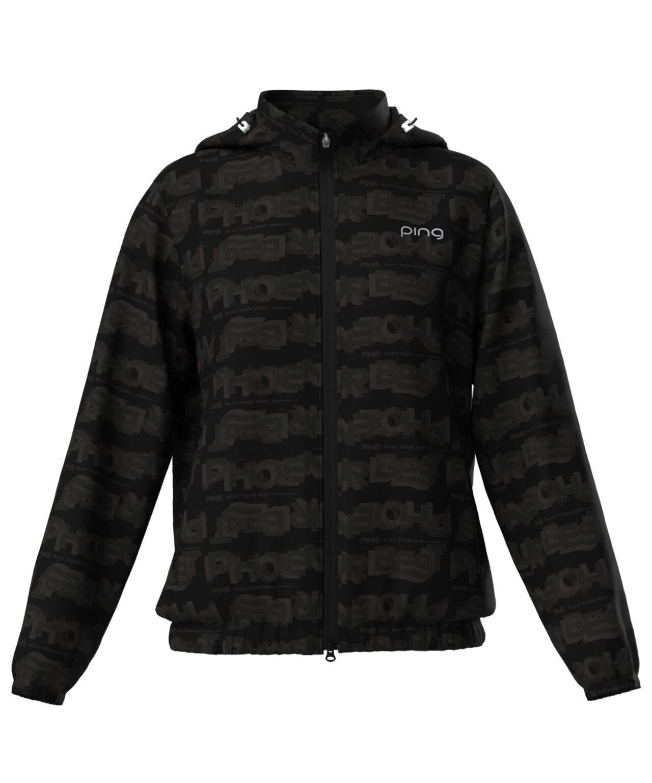 PING APPAREL】PHONEIX BREEZE総柄 全方向ストレッチフーディブルゾン