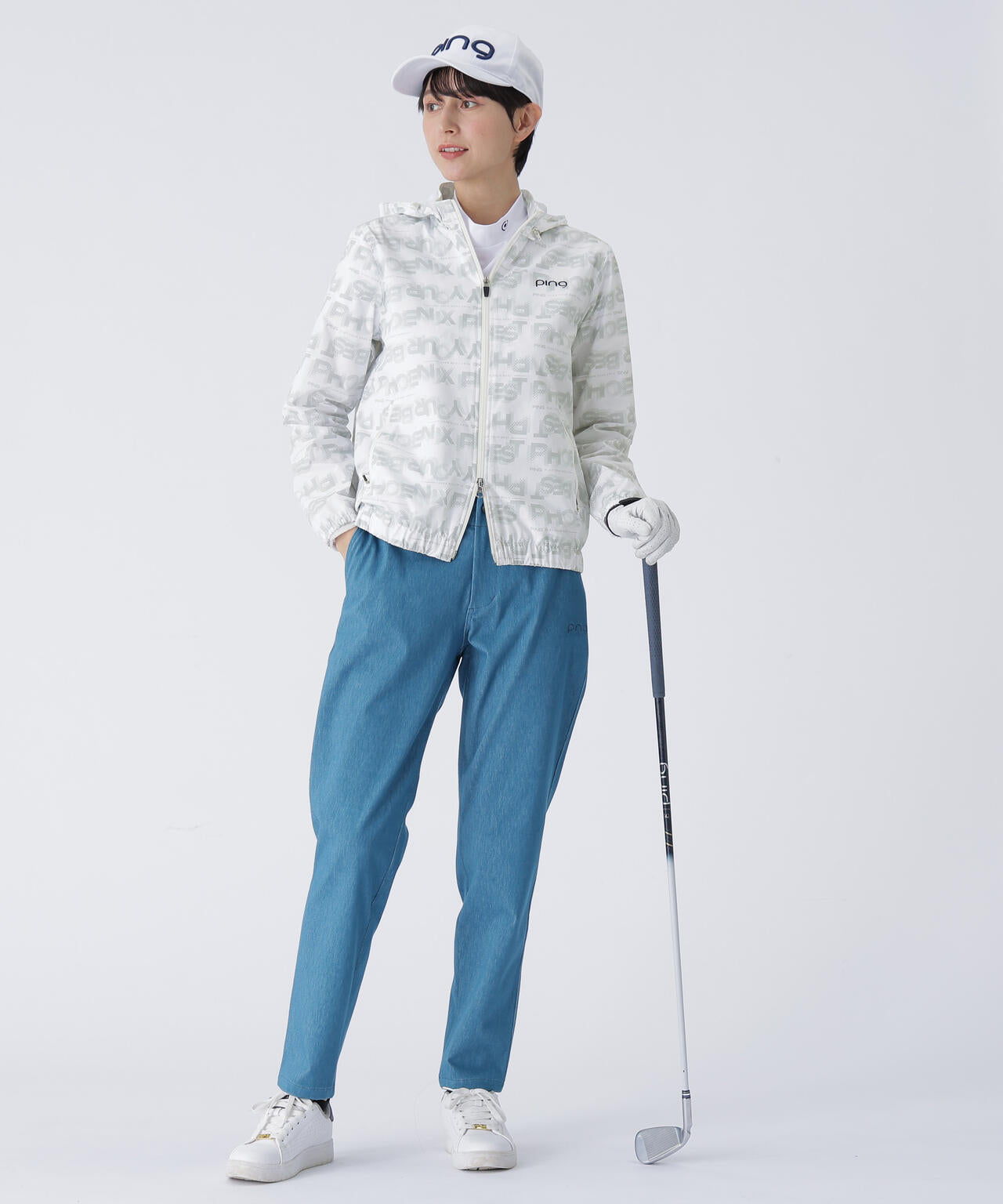 PING APPAREL】PHONEIX BREEZE総柄 全方向ストレッチフーディブルゾン
