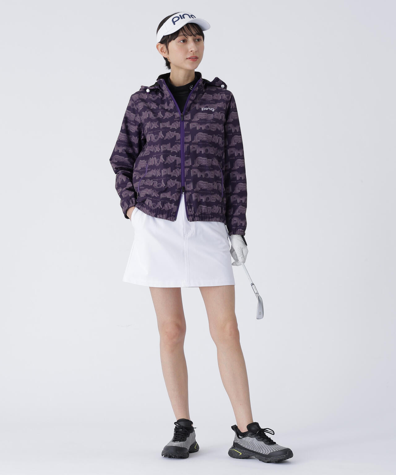 PING APPAREL】PHONEIX BREEZE総柄 全方向ストレッチフーディブルゾン