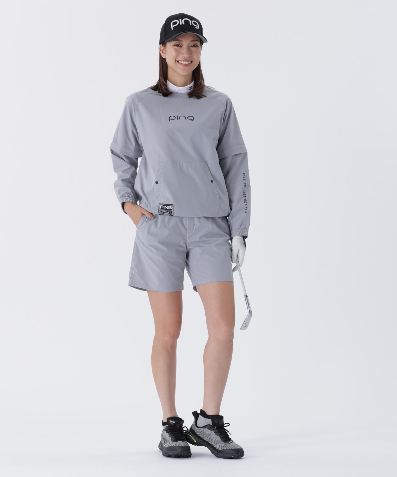 【PING APPAREL】全方向ストレッチリップストップ 2WAYスニードジャック×ショートパンツ ＜GOLD＞ (LADIES)