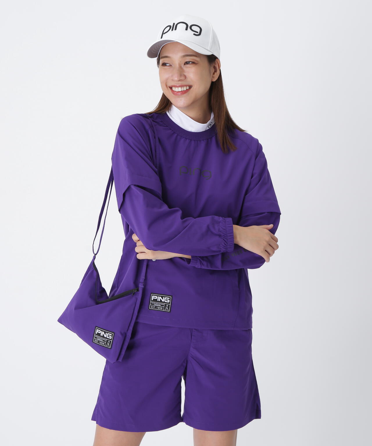 【PING APPAREL】全方向ストレッチリップストップ 2WAYスニードジャック×ショートパンツ ＜GOLD＞ (LADIES)