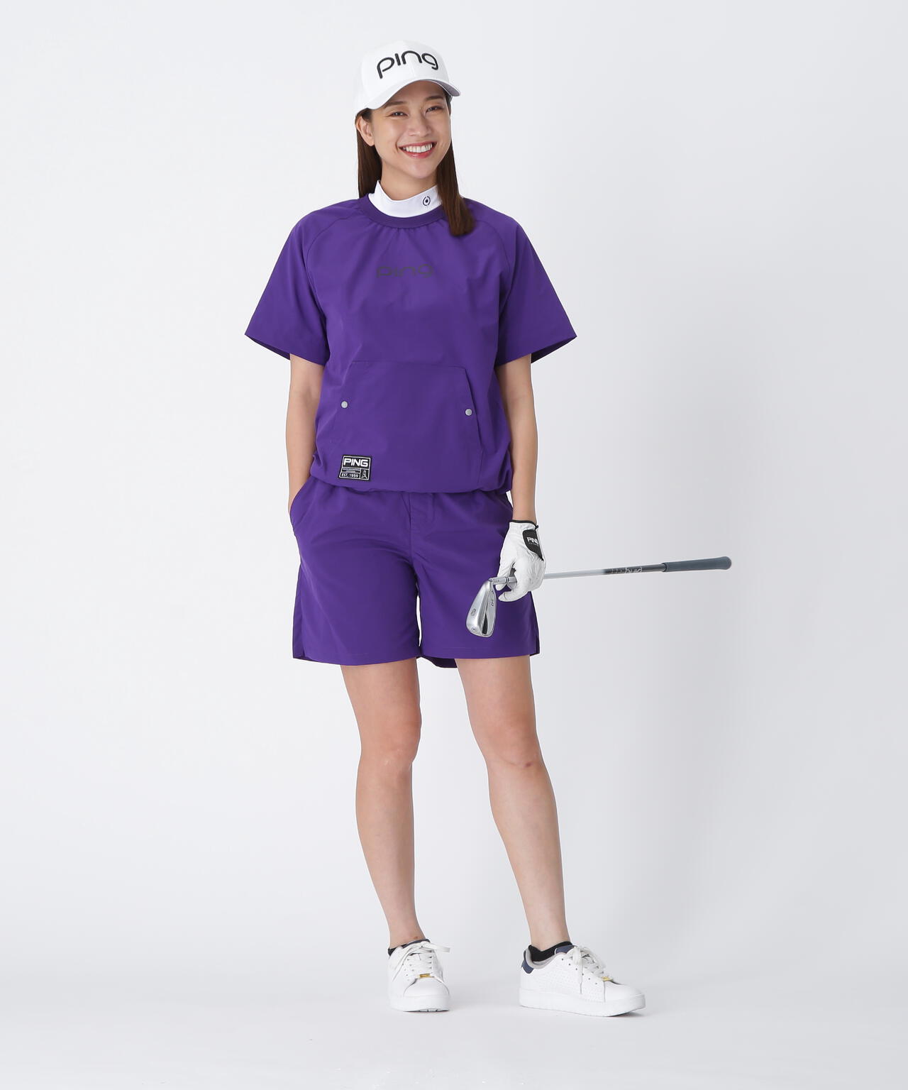 【PING APPAREL】全方向ストレッチリップストップ 2WAYスニードジャック×ショートパンツ ＜GOLD＞ (LADIES)