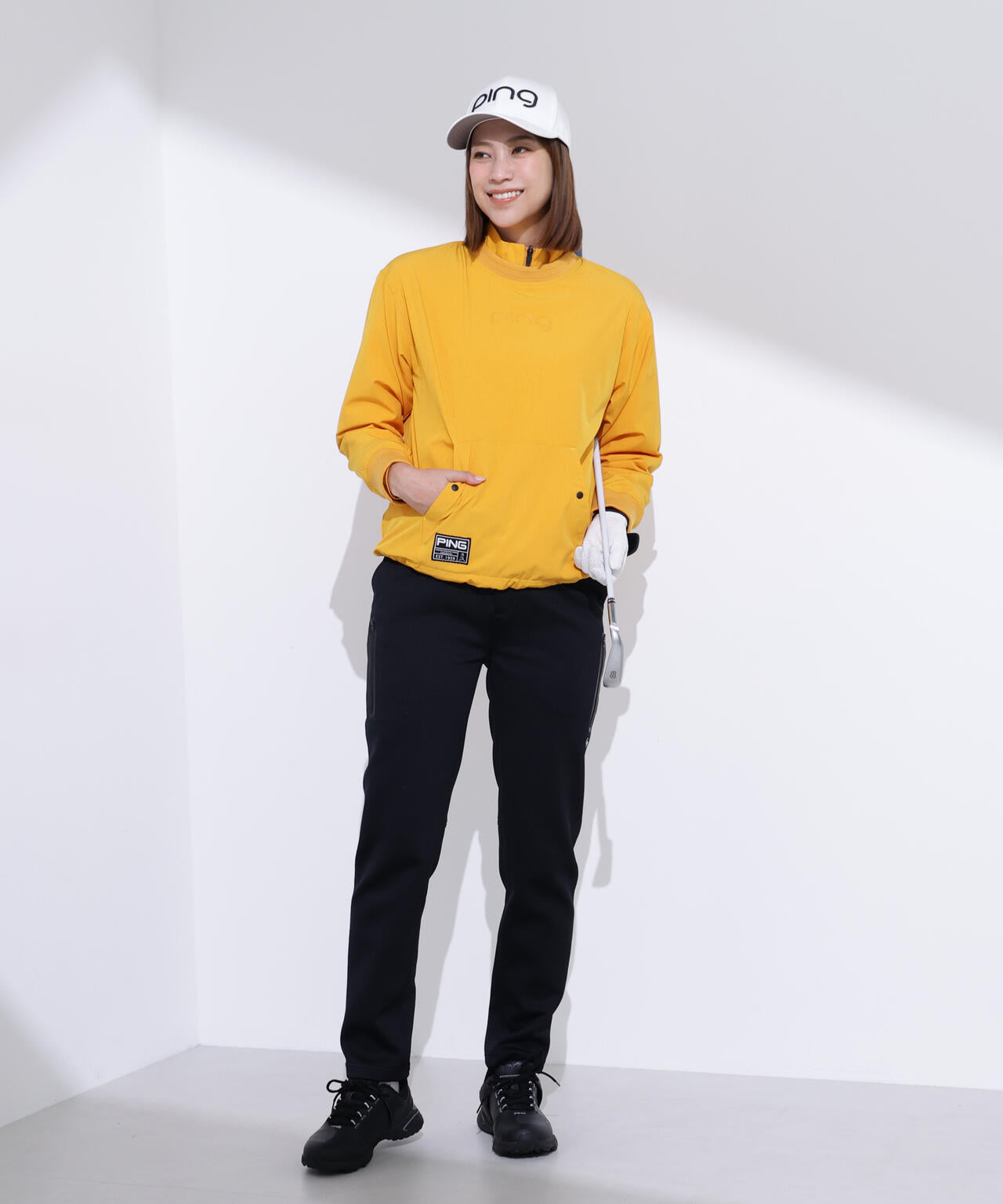 【PING APPAREL】全方向ストレッチRENUキルト/ダンボールジャージ テーパードパンツ ＜GOLD＞ (LADIES)