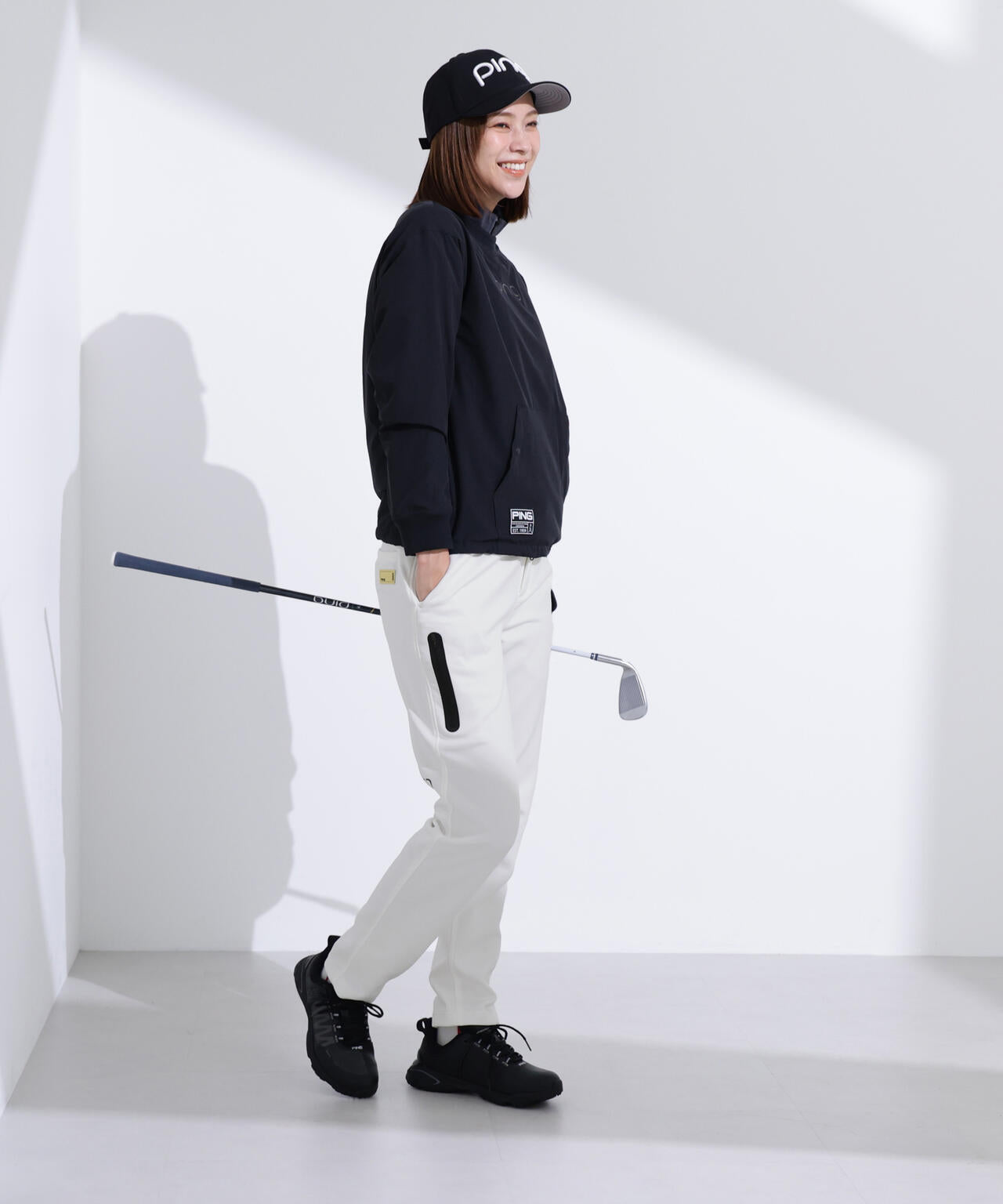 【PING APPAREL】全方向ストレッチRENUキルト/ダンボールジャージ テーパードパンツ ＜GOLD＞ (LADIES)