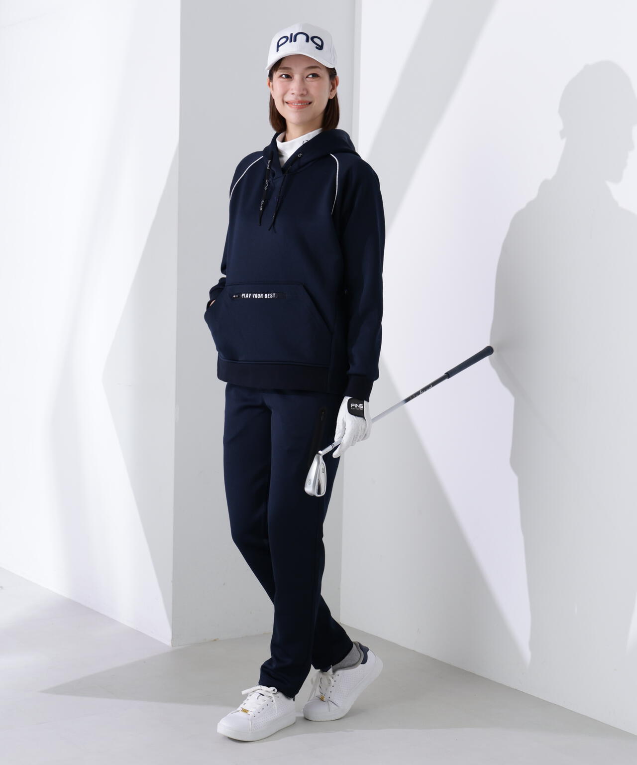 【PING APPAREL】全方向ストレッチRENUキルト/ダンボールジャージ テーパードパンツ ＜GOLD＞ (LADIES)