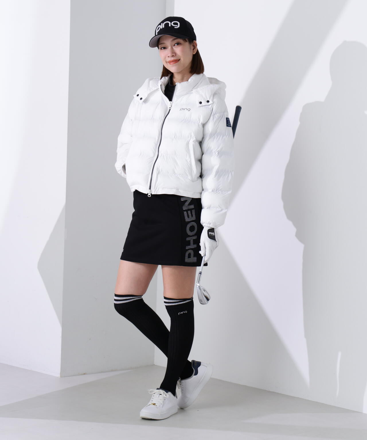 ping Mサイズ　ロゴジャガード軽量ブルゾン PING APPAREL】ジャガードニット/裏毛 リップルロゴニット