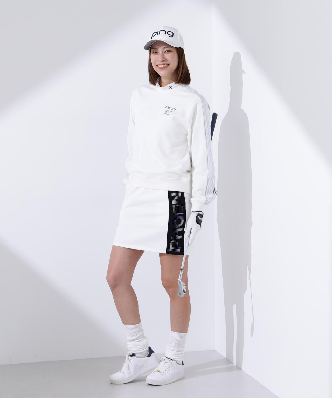 PING APPAREL】ジャガードニット/裏毛 リップルロゴニットスカート