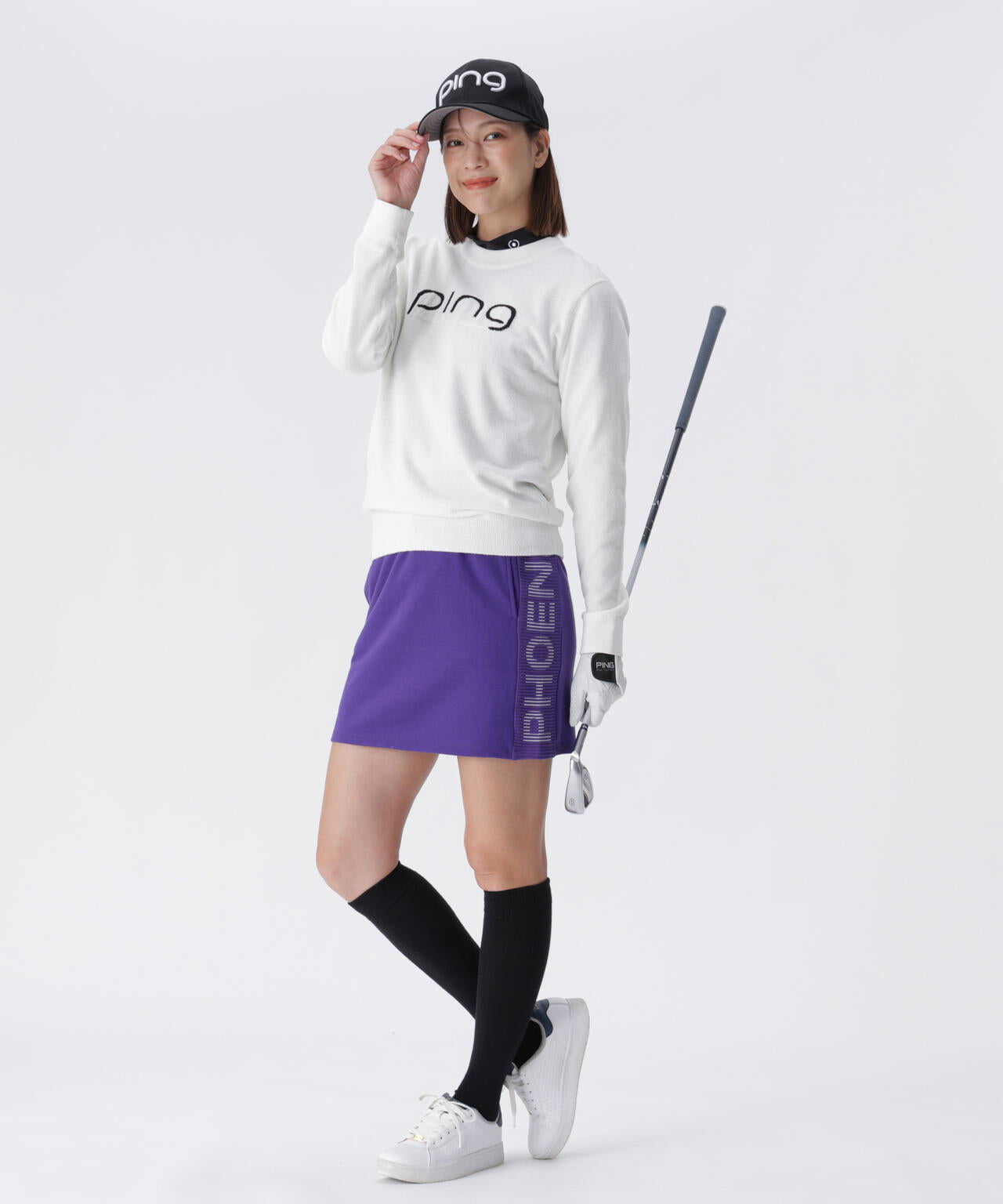 PING APPAREL】ジャガードニット/裏毛 リップルロゴニットスカート