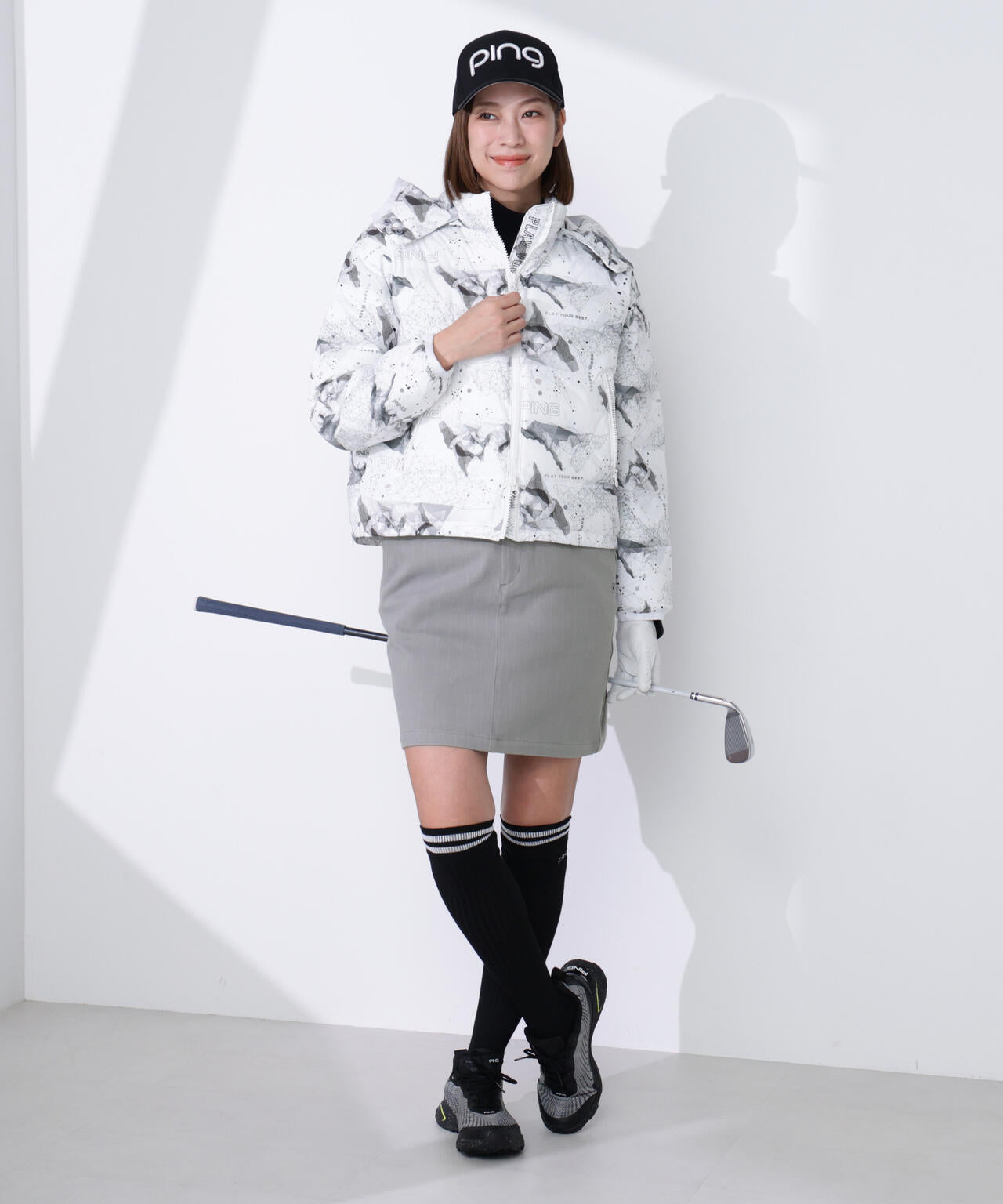 【PING APPAREL】全方向ストレッチ ピンストライプスカート ＜GOLD＞ (LADIES)