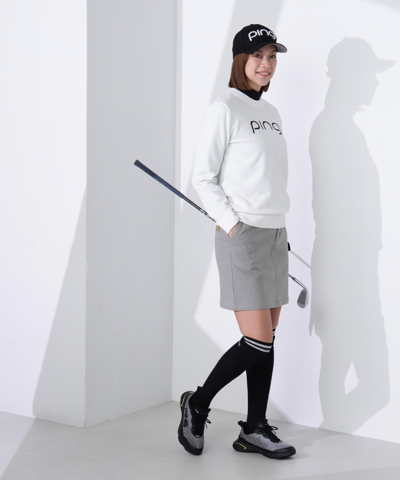 【PING APPAREL】全方向ストレッチ ピンストライプスカート ＜GOLD＞ (LADIES)