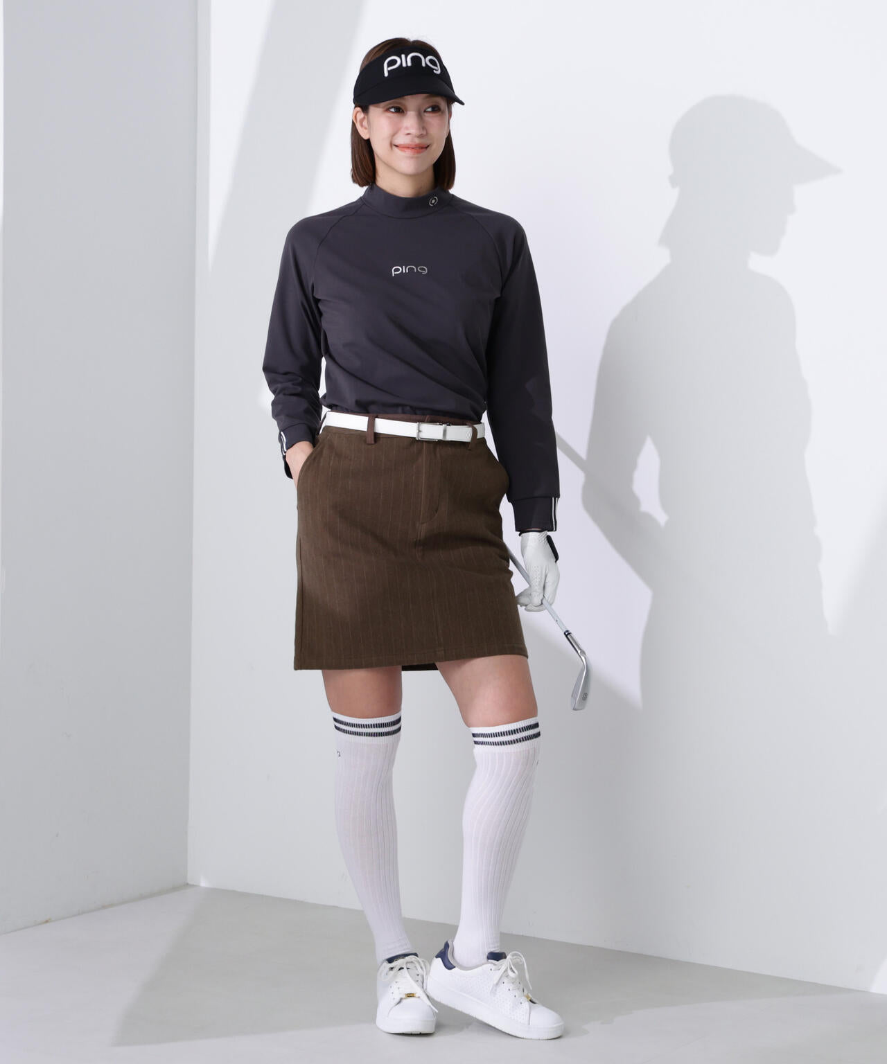 【PING APPAREL】全方向ストレッチ ピンストライプスカート ＜GOLD＞ (LADIES)