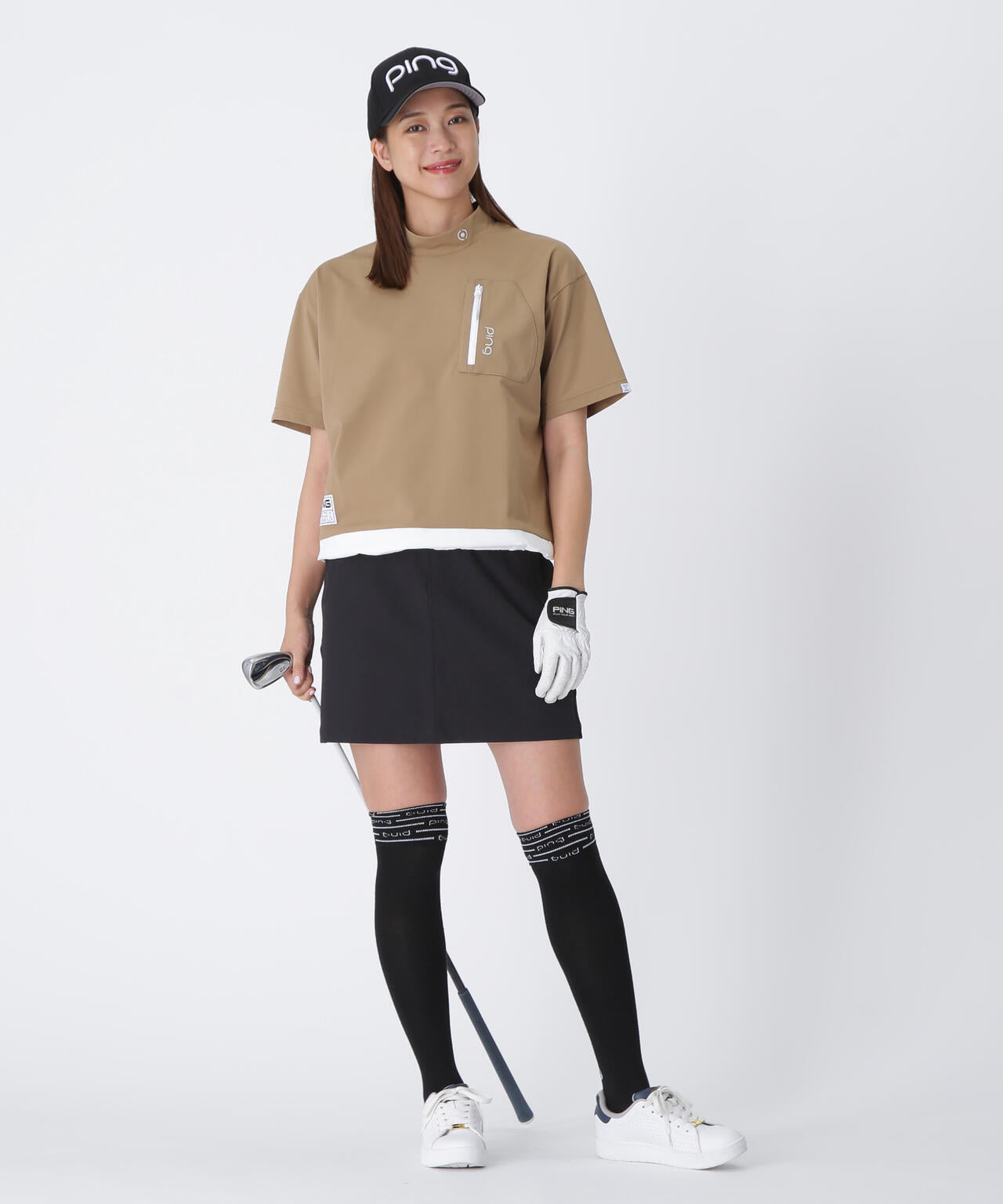 PING APPAREL】全方向ストレッチ ダブルフェイス台形スカート ＜GOLD