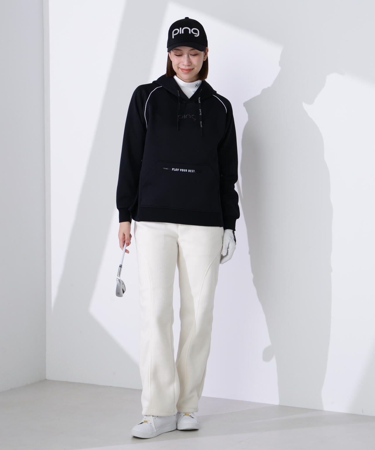 【PING APPAREL】全方向ストレッチRENUキルトダンボールジャージスウェットフーディ ＜GOLD＞ (LADIES)