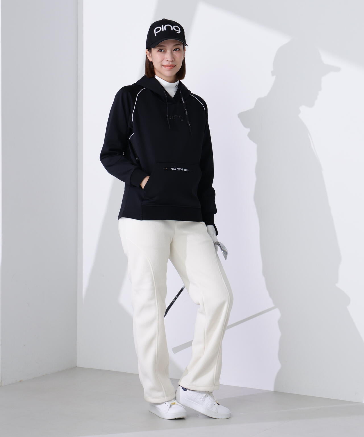 【PING APPAREL】全方向ストレッチRENUキルトダンボールジャージスウェットフーディ ＜GOLD＞ (LADIES)