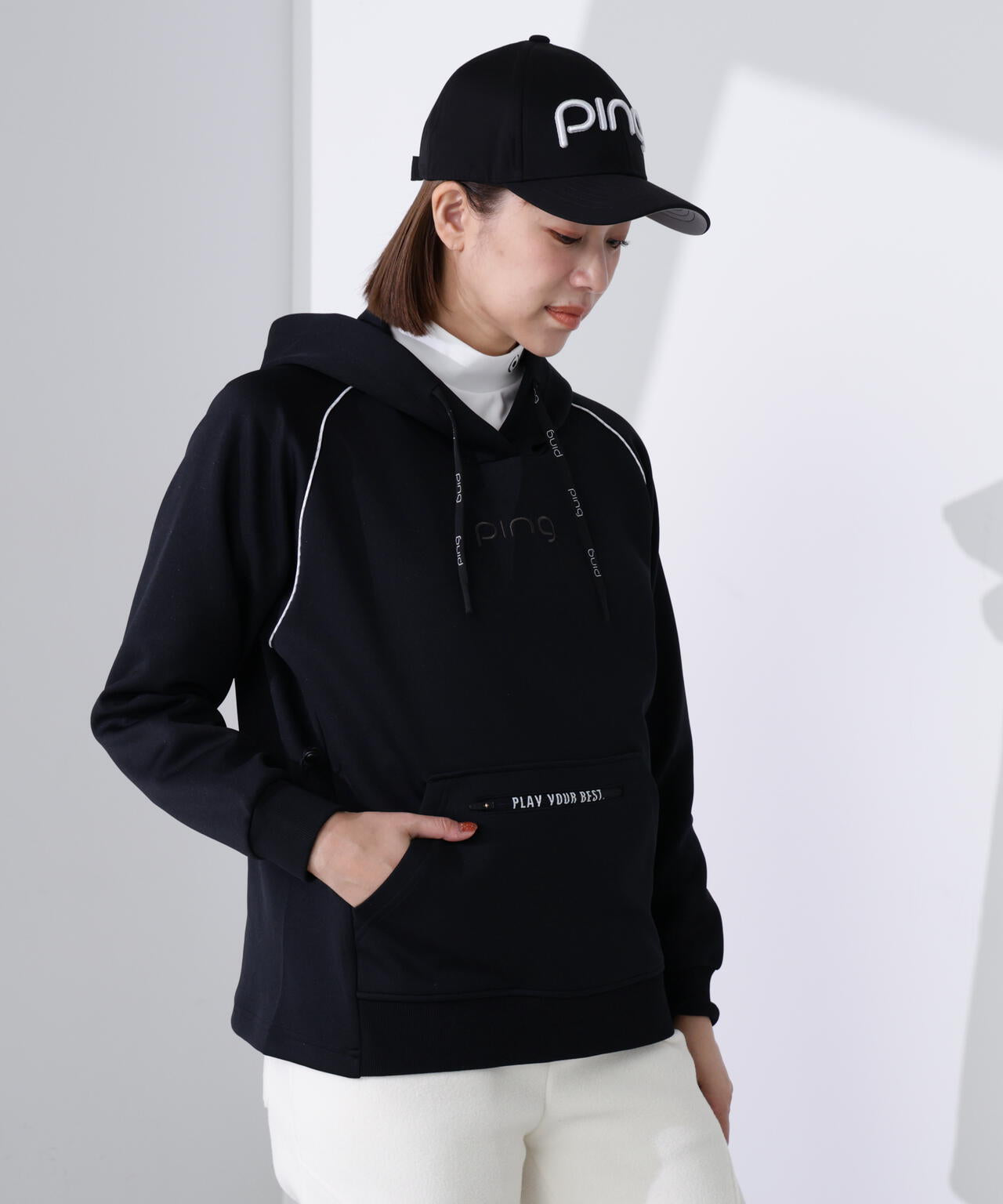 【PING APPAREL】全方向ストレッチRENUキルトダンボールジャージスウェットフーディ ＜GOLD＞ (LADIES)