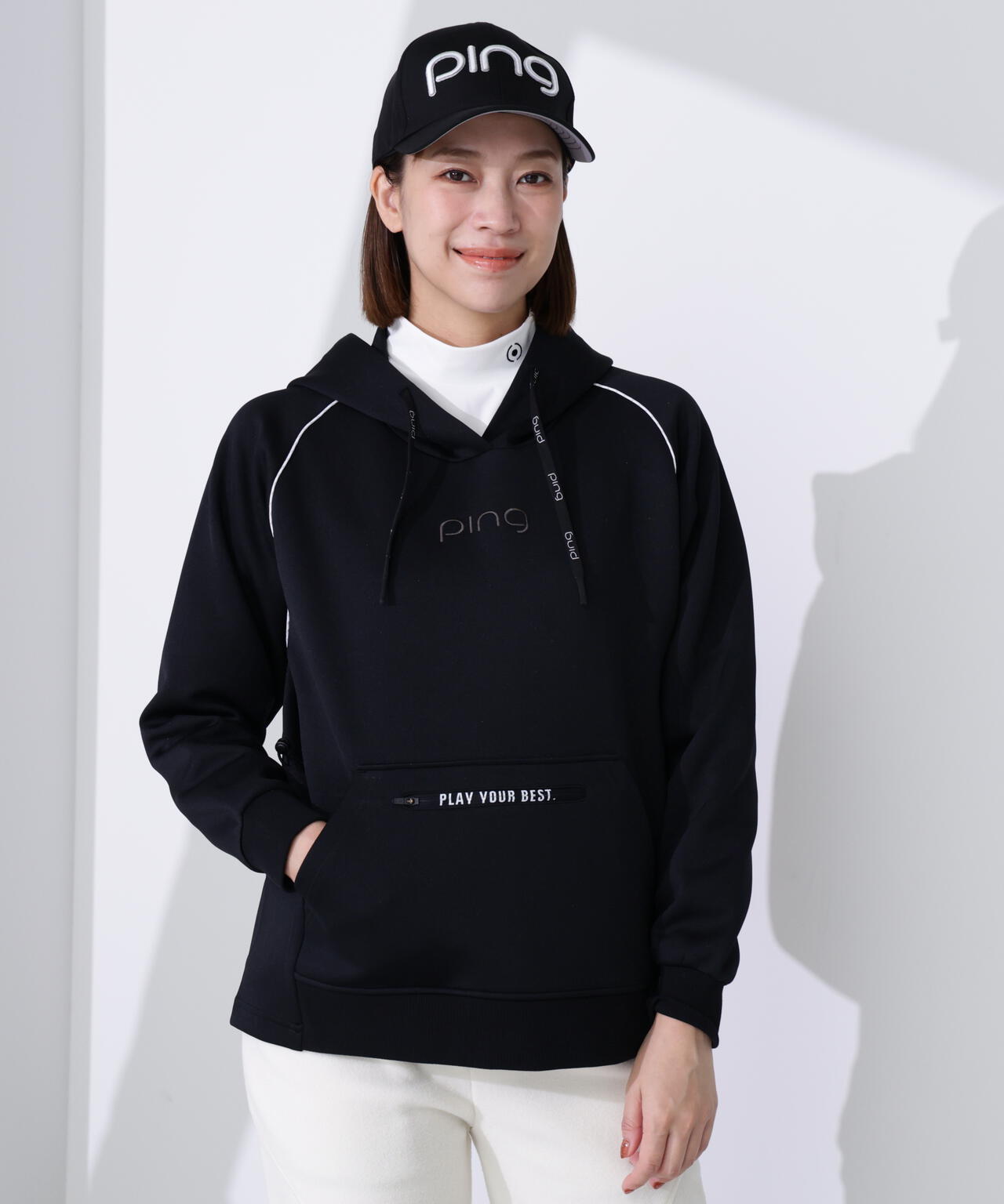 【PING APPAREL】全方向ストレッチRENUキルトダンボールジャージスウェットフーディ ＜GOLD＞ (LADIES)