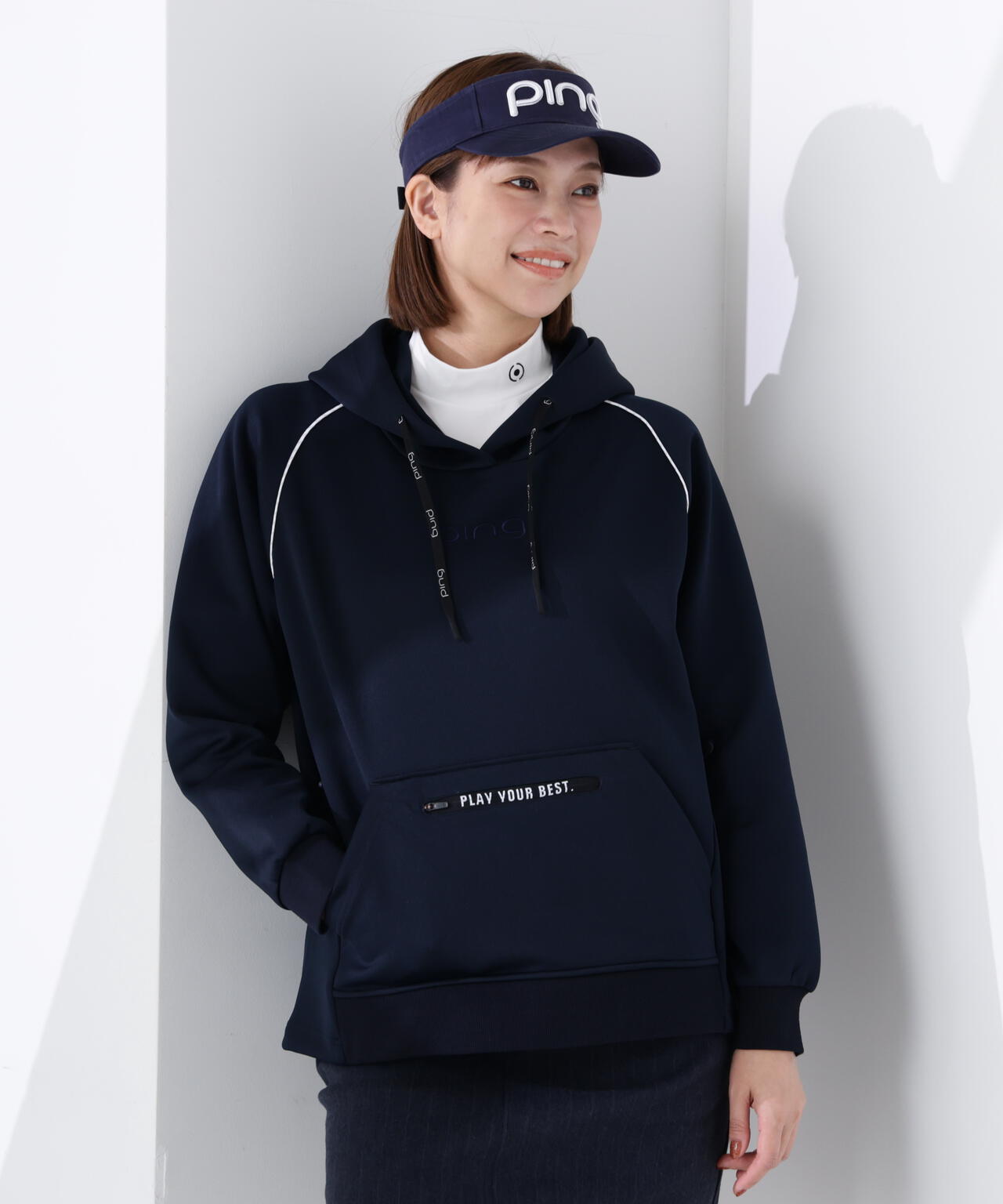 【PING APPAREL】全方向ストレッチRENUキルトダンボールジャージスウェットフーディ ＜GOLD＞ (LADIES)