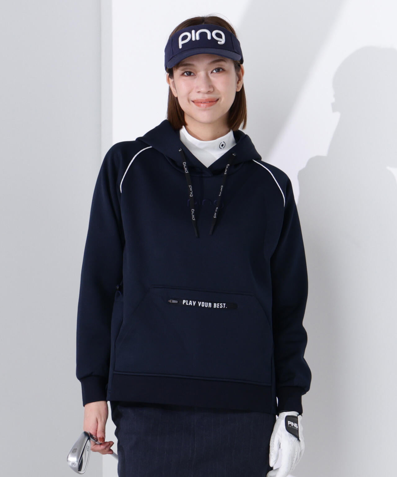 【PING APPAREL】全方向ストレッチRENUキルトダンボールジャージスウェットフーディ ＜GOLD＞ (LADIES)