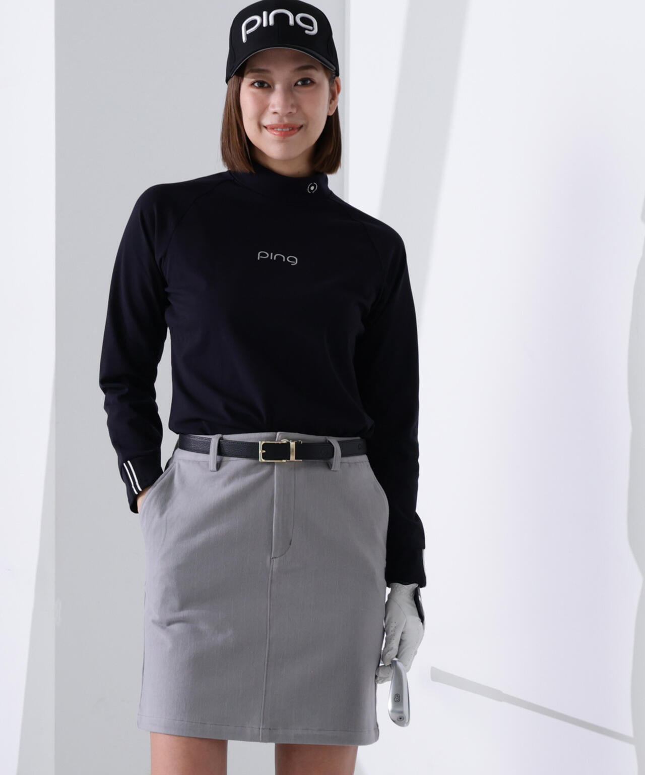 【PING APPAREL】サーモソーラー バックカノコ長袖ハイネックカットソー ＜GOLD＞ (LADIES)