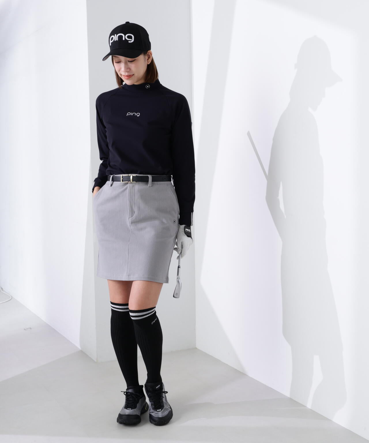 【PING APPAREL】サーモソーラー バックカノコ長袖ハイネックカットソー ＜GOLD＞ (LADIES)