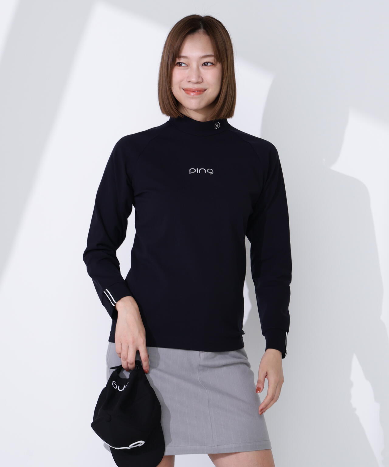 【PING APPAREL】サーモソーラー バックカノコ長袖ハイネックカットソー ＜GOLD＞ (LADIES)